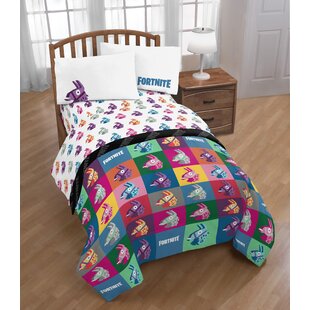 Fortnite Twin Full Comforter Neon Warhol Bedding Bed Room Video Games Blanket 