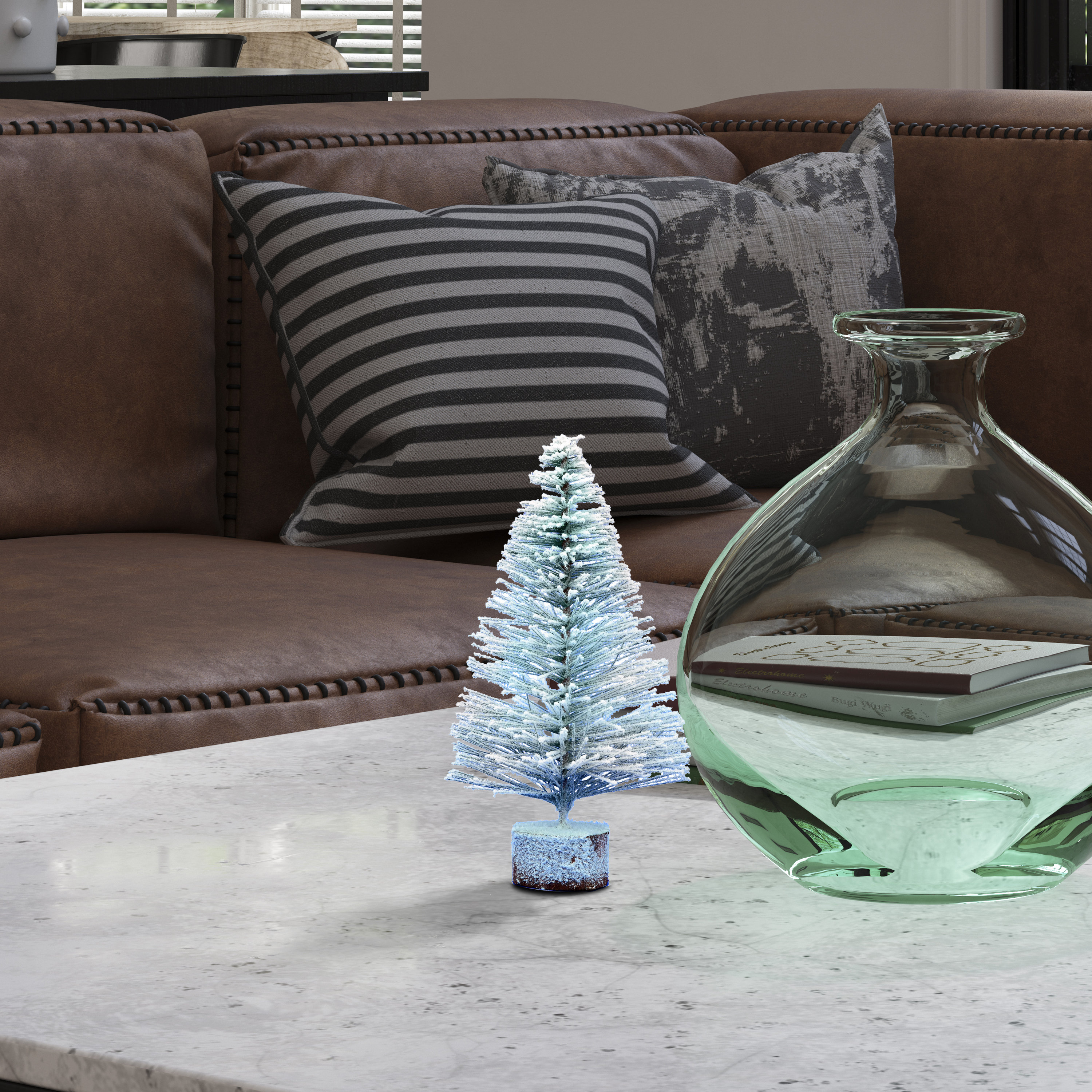 The Holiday Aisle® Village Flocked Flocked Village Tabletop Artificial ...