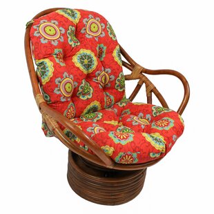 Handmade Rattan Wicker Round PAPASAN Swivel Rocking Chair w/Cushion 