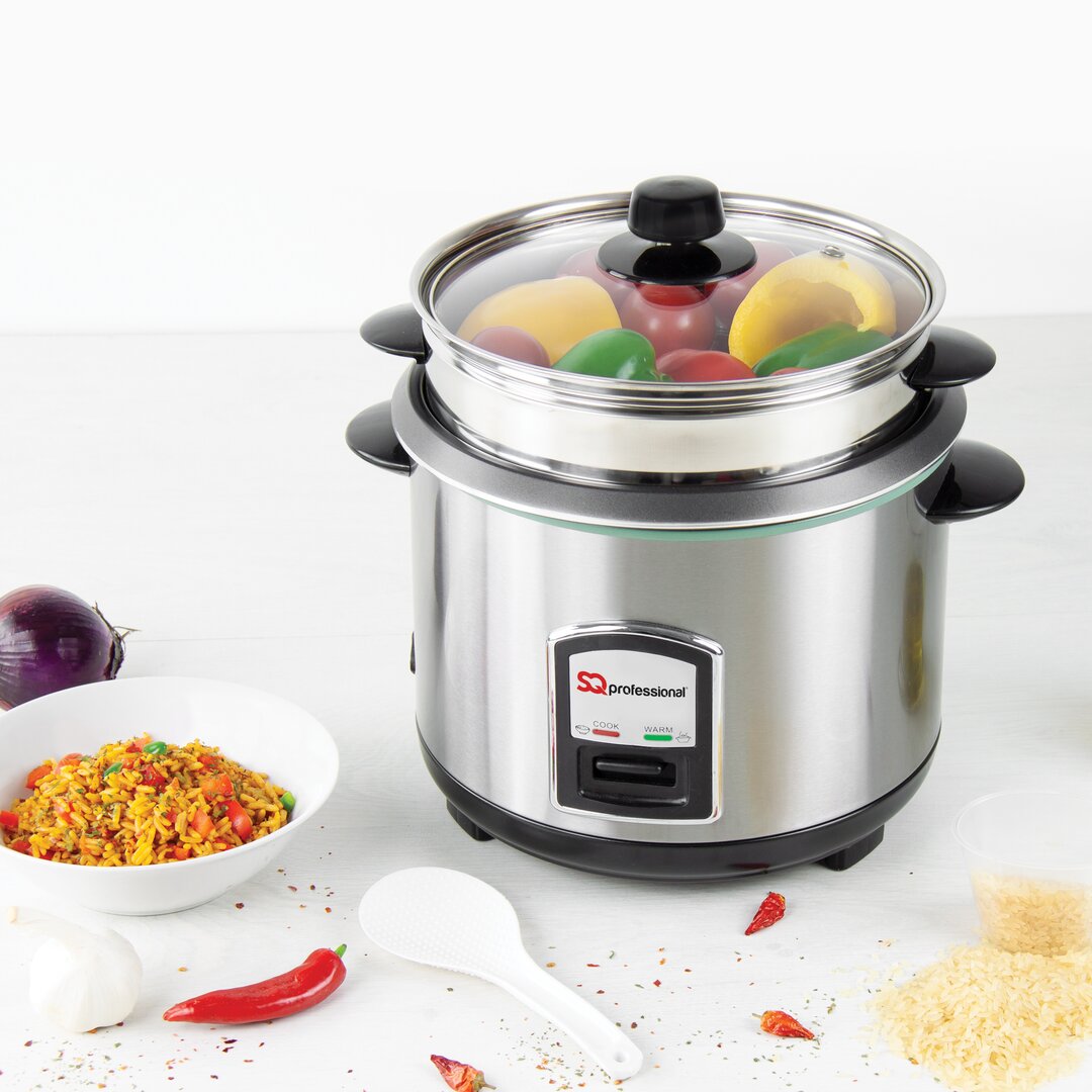 SQ Professional Lustro Stainless Steel Rice Cooker with Steamer white
