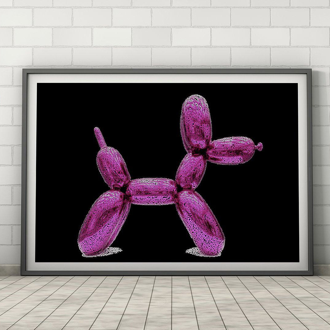 East Urban Home Gerahmtes Poster Confetti Balloon Dog in Hot Pink