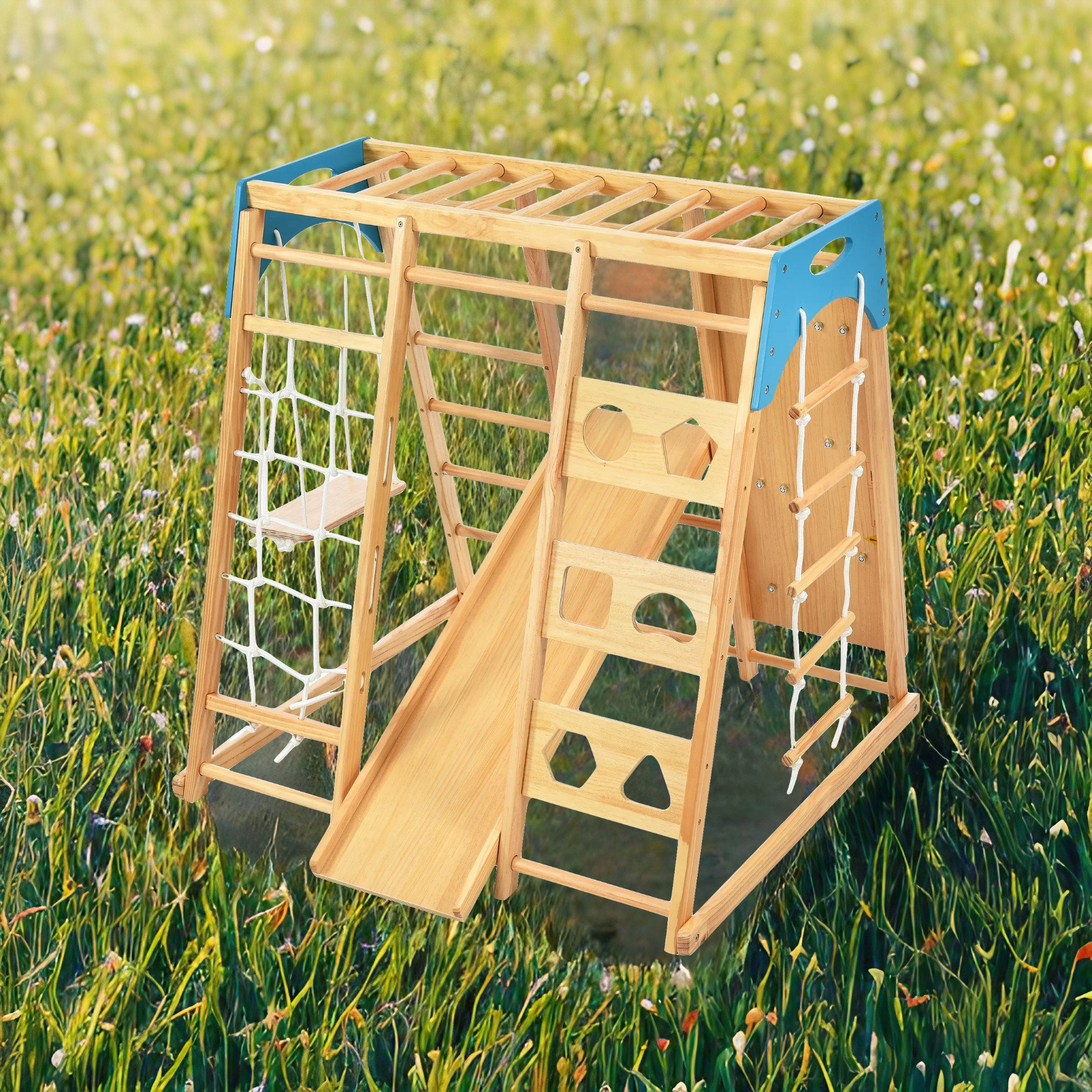 Afia Premium Collection Ourdoor Backyard Wood Swing Set Wayfair