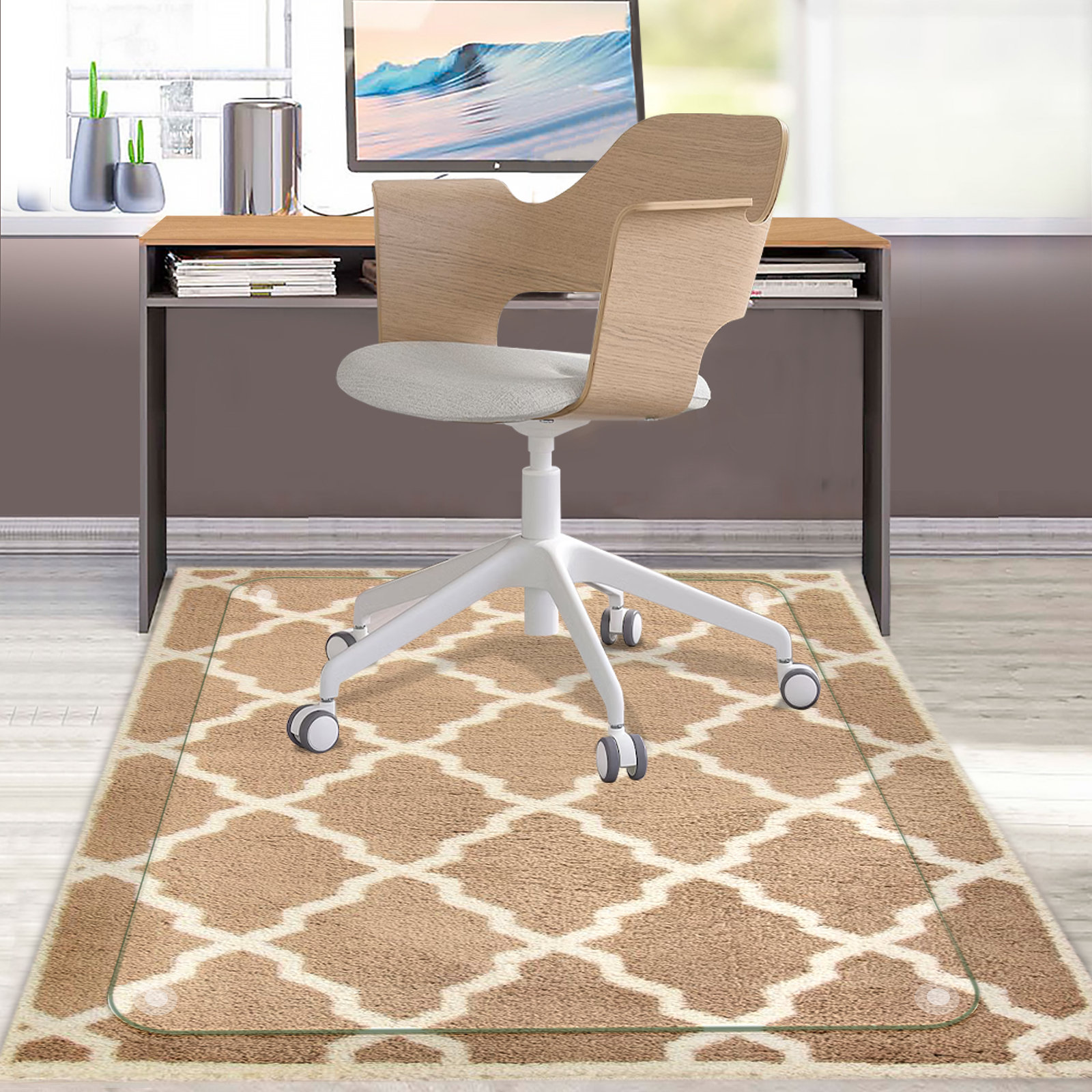 Rose Home Fashion Tempered Glass Chair Mat Office Chair Mats for Carpet &  Hardwood Floor Desk Chair Mat 36