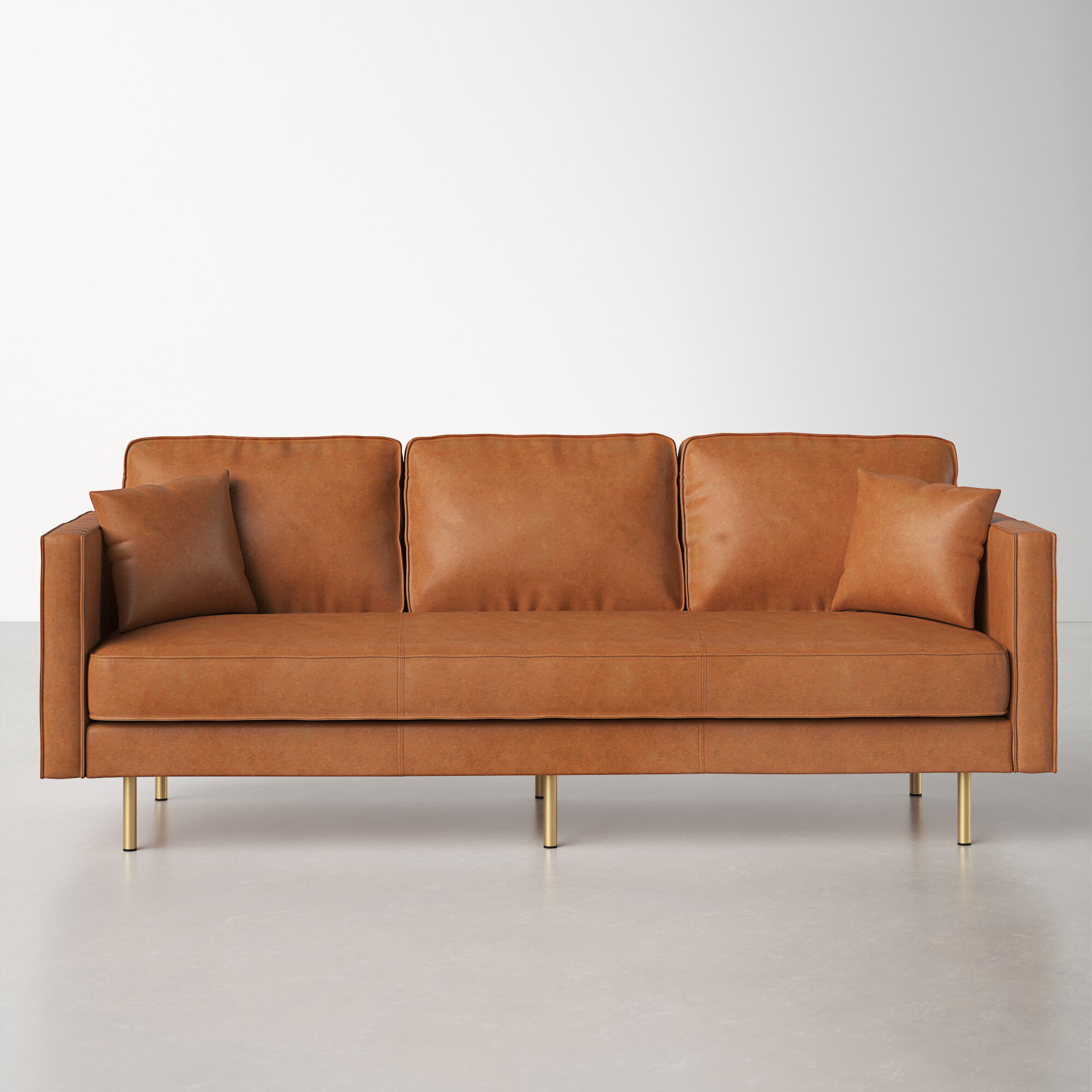 Kaitlin 89” Faux Leather Square Arm Sofa