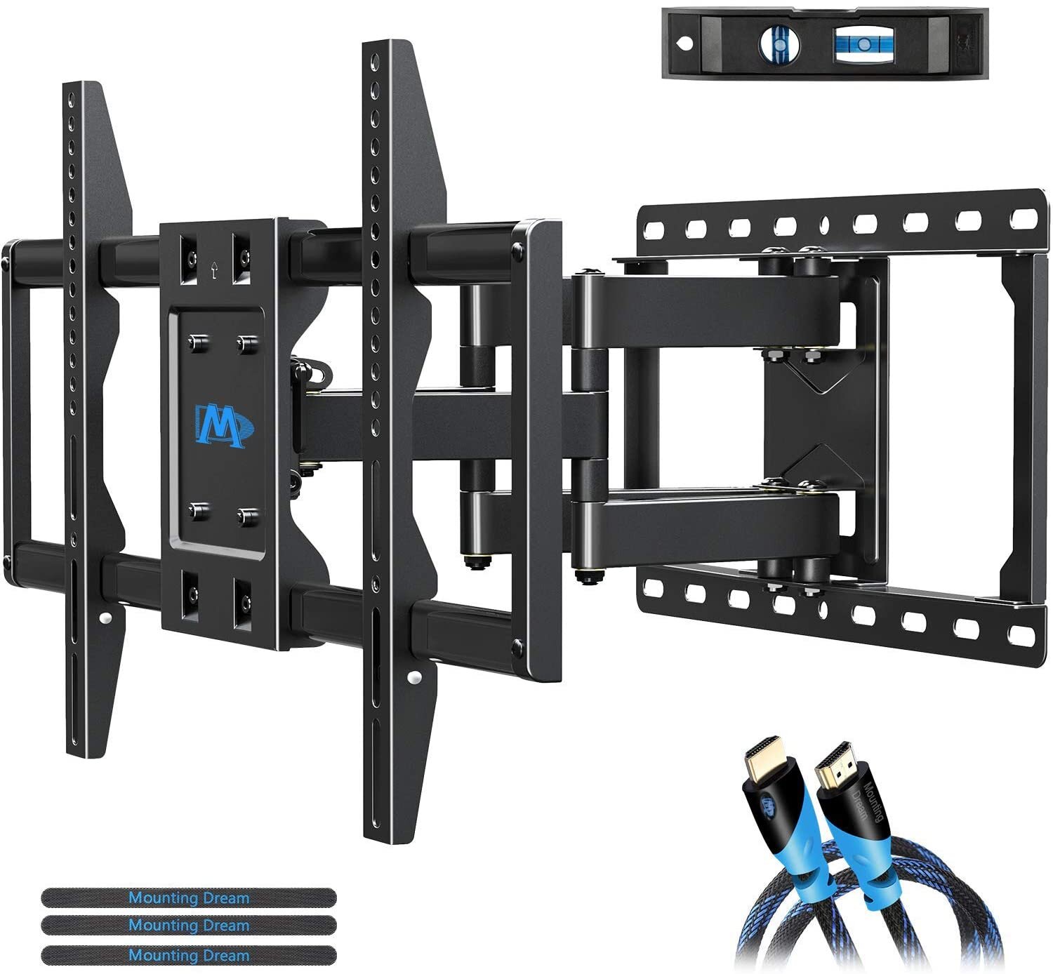 Mounting Dream Tilting Full Motion TV Mount for 26-55 Inch Flat Screen TV up to VESA 400x400mm and 60 lbs TV Wall Mount Bracket with Swivel Articulating Arm Perfect Center Design & Fits Single Stud 