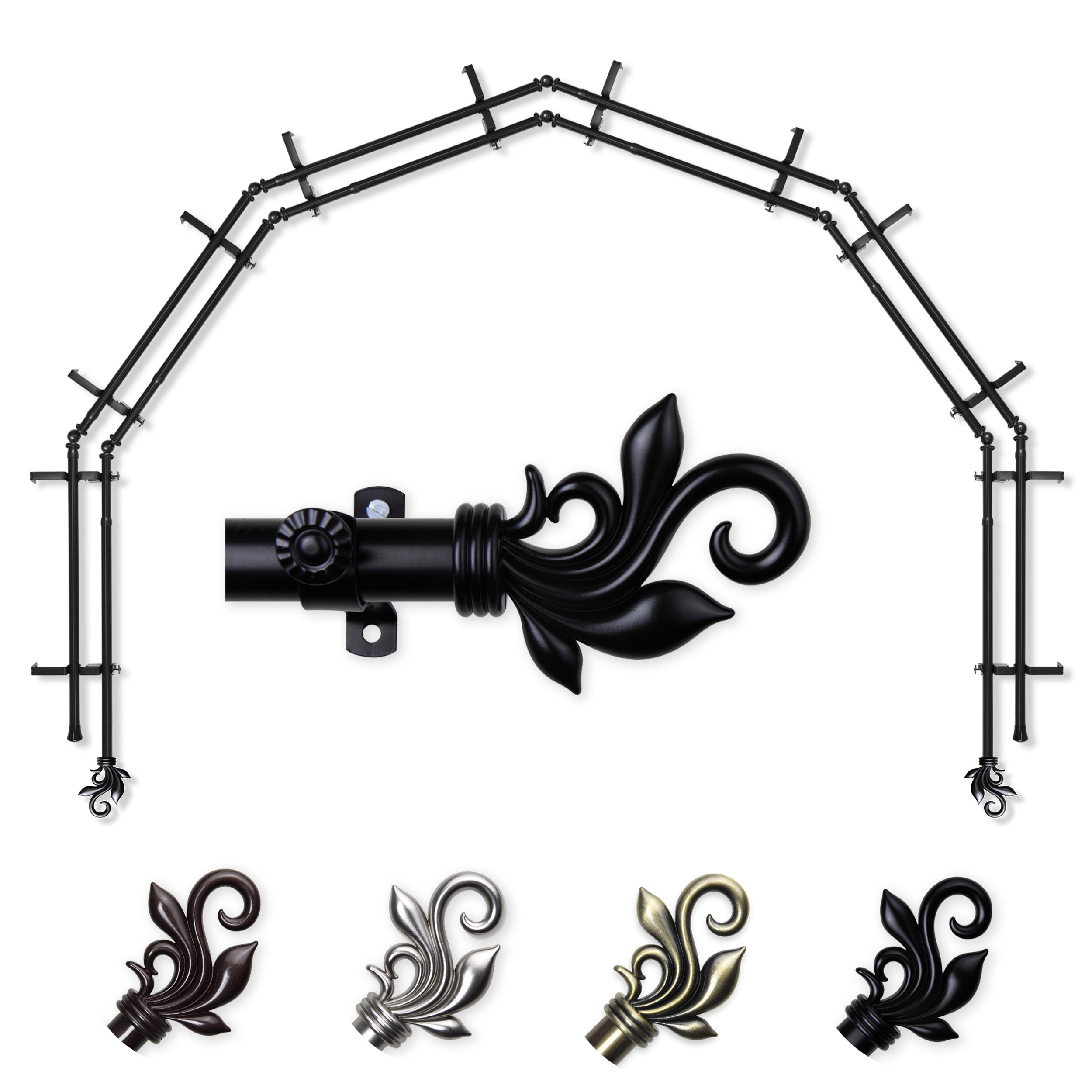 Rod Desyne Delilah Adjustable 28'' to 48'' 0.81'' Bay Window Double