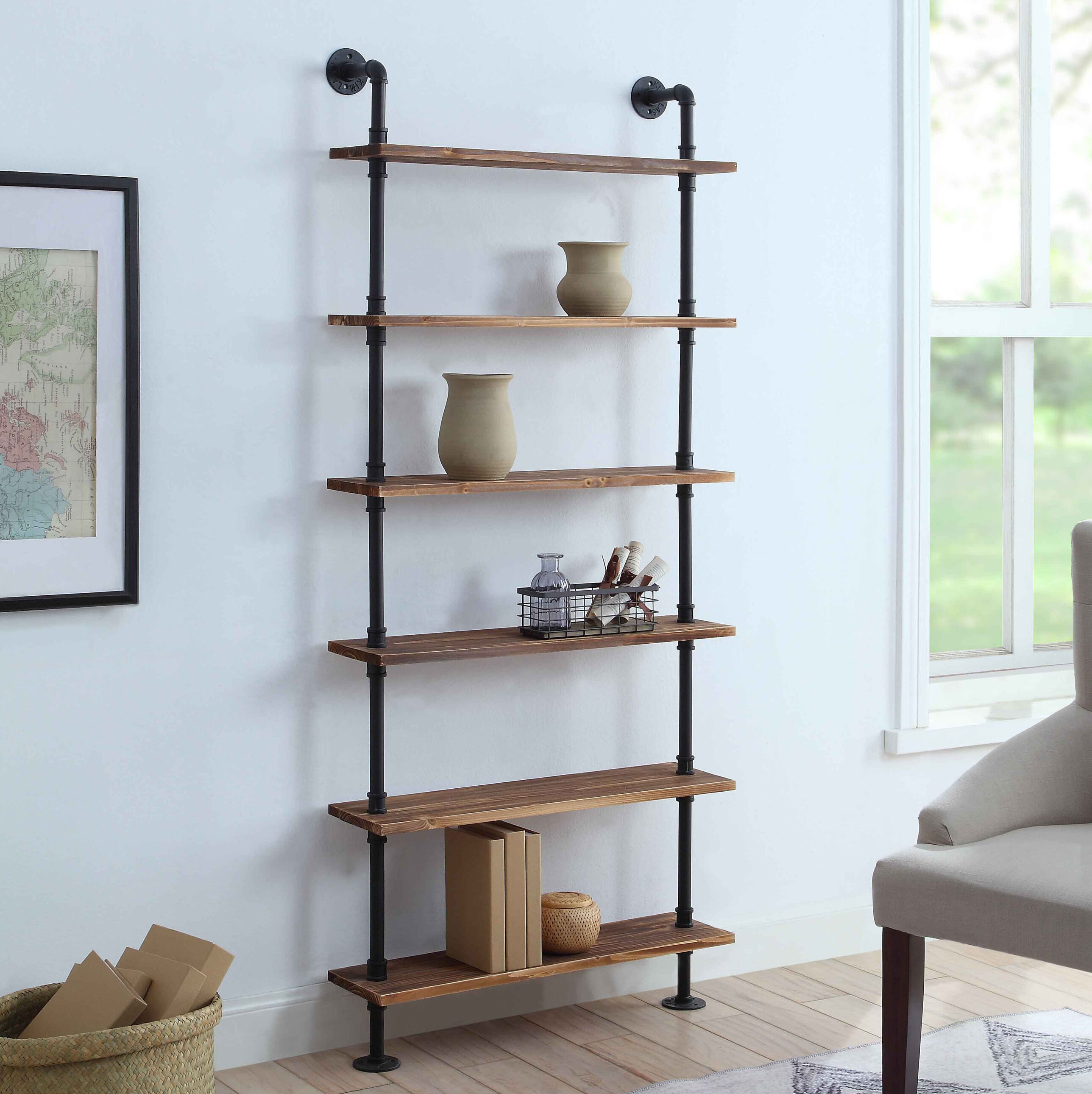 Details about   Wood Closet System Hanging Wall-Mount Adjustable Shelves Laminate Rustic Grey 