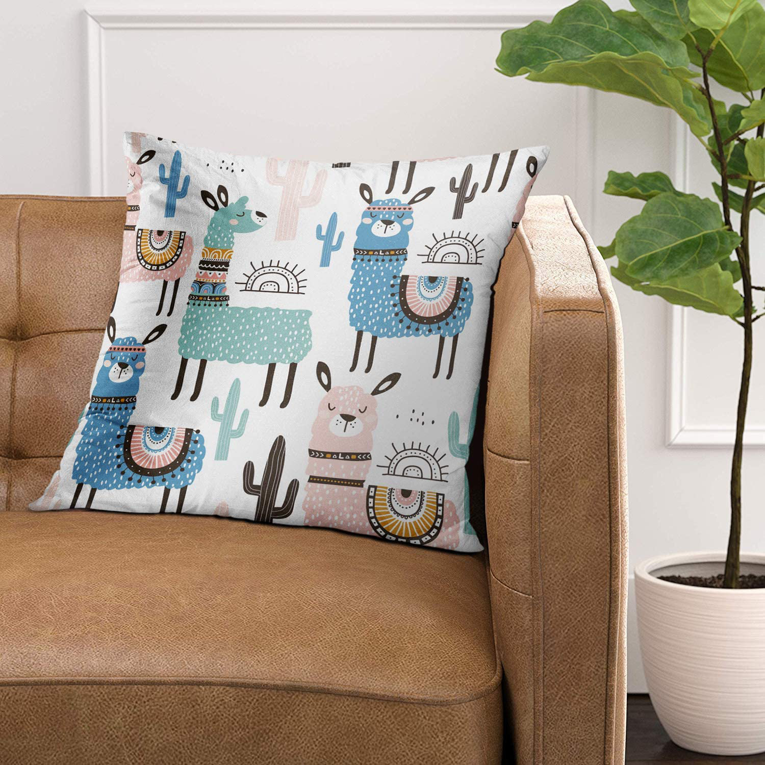 Alpaca lama cute Linen Cushions Cover Sofa Throw Pillow Case 