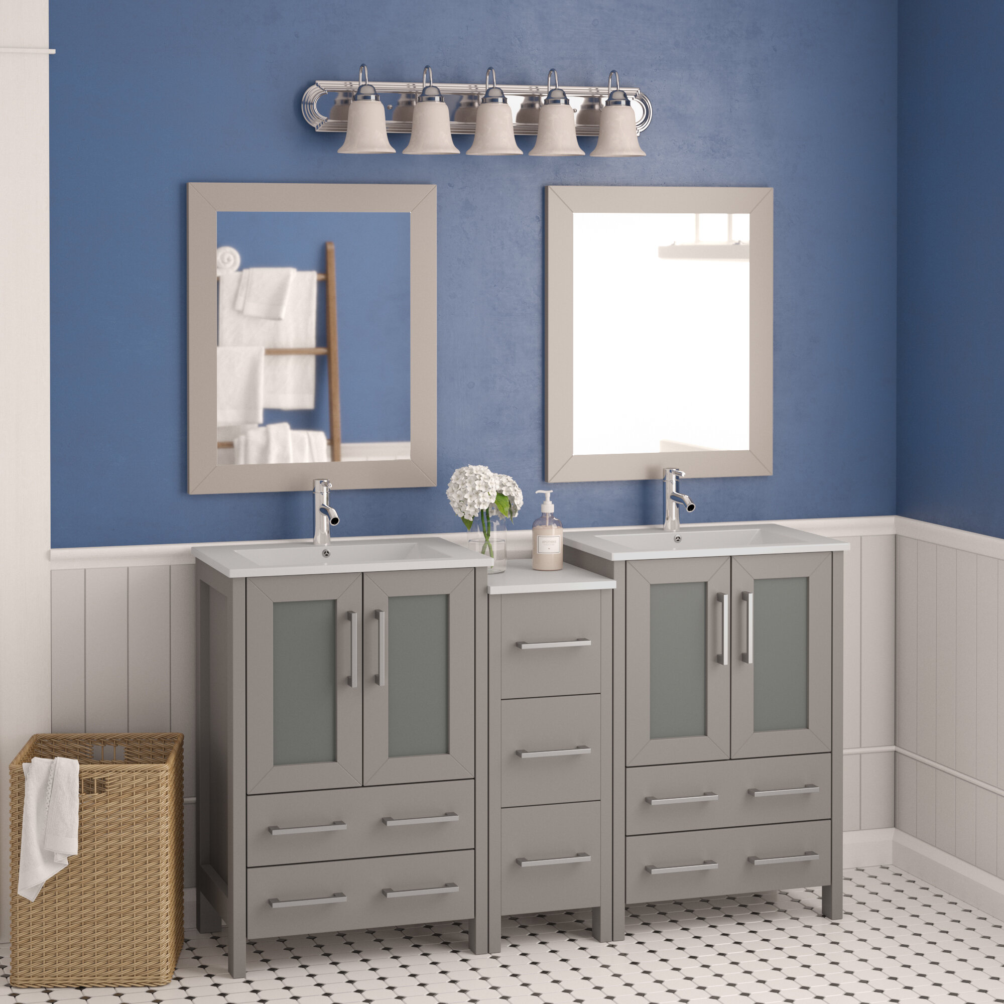 wade logan® arroyos 60'' free-standing double bathroom vanity with