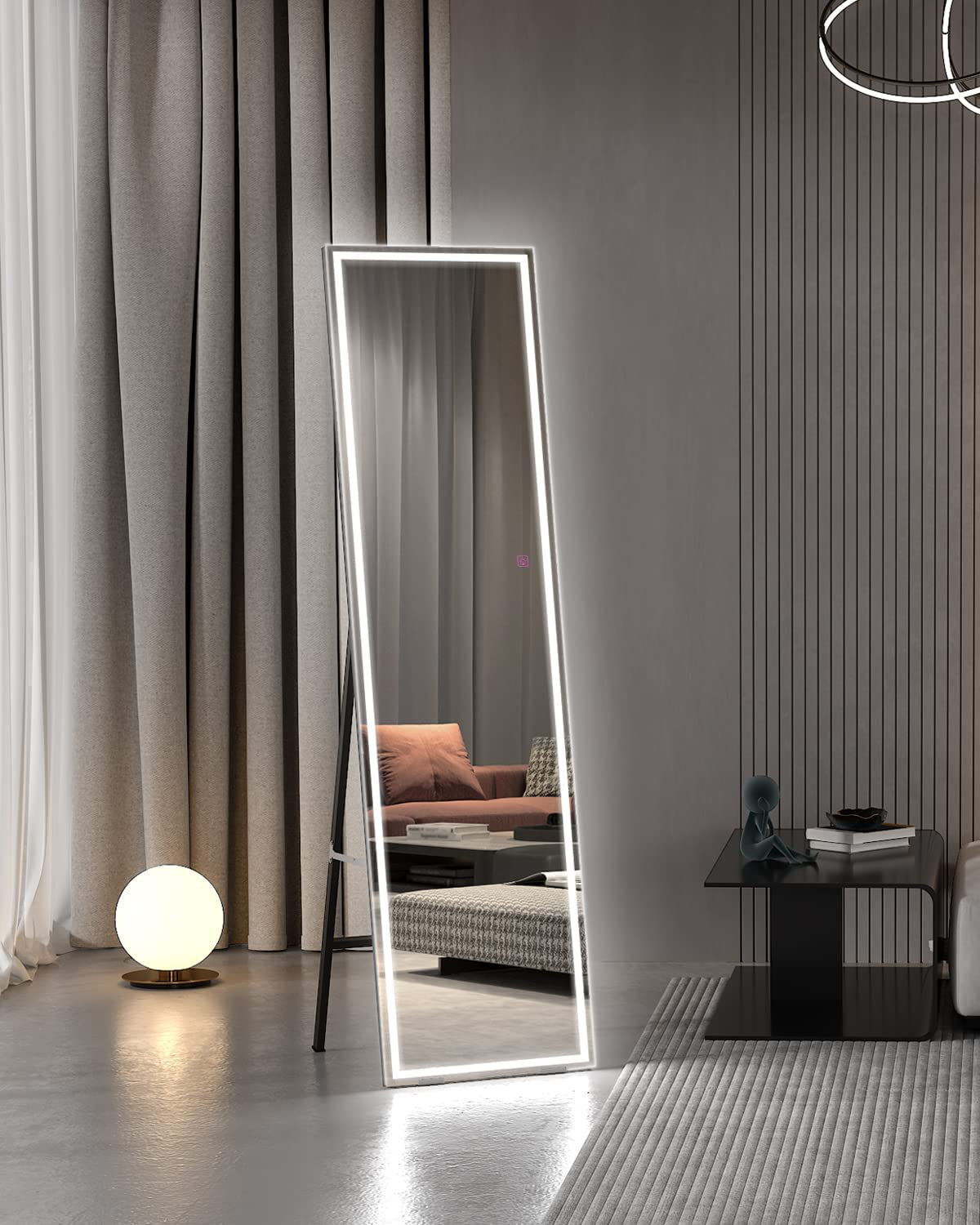Dripex Rectangle LED Metal Floor Mirror Wayfair.co.uk