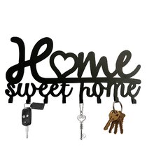 Key Holder Sweet Home Wood Wall Mount Home Decoration Key Holder 7 Hooks Beige 