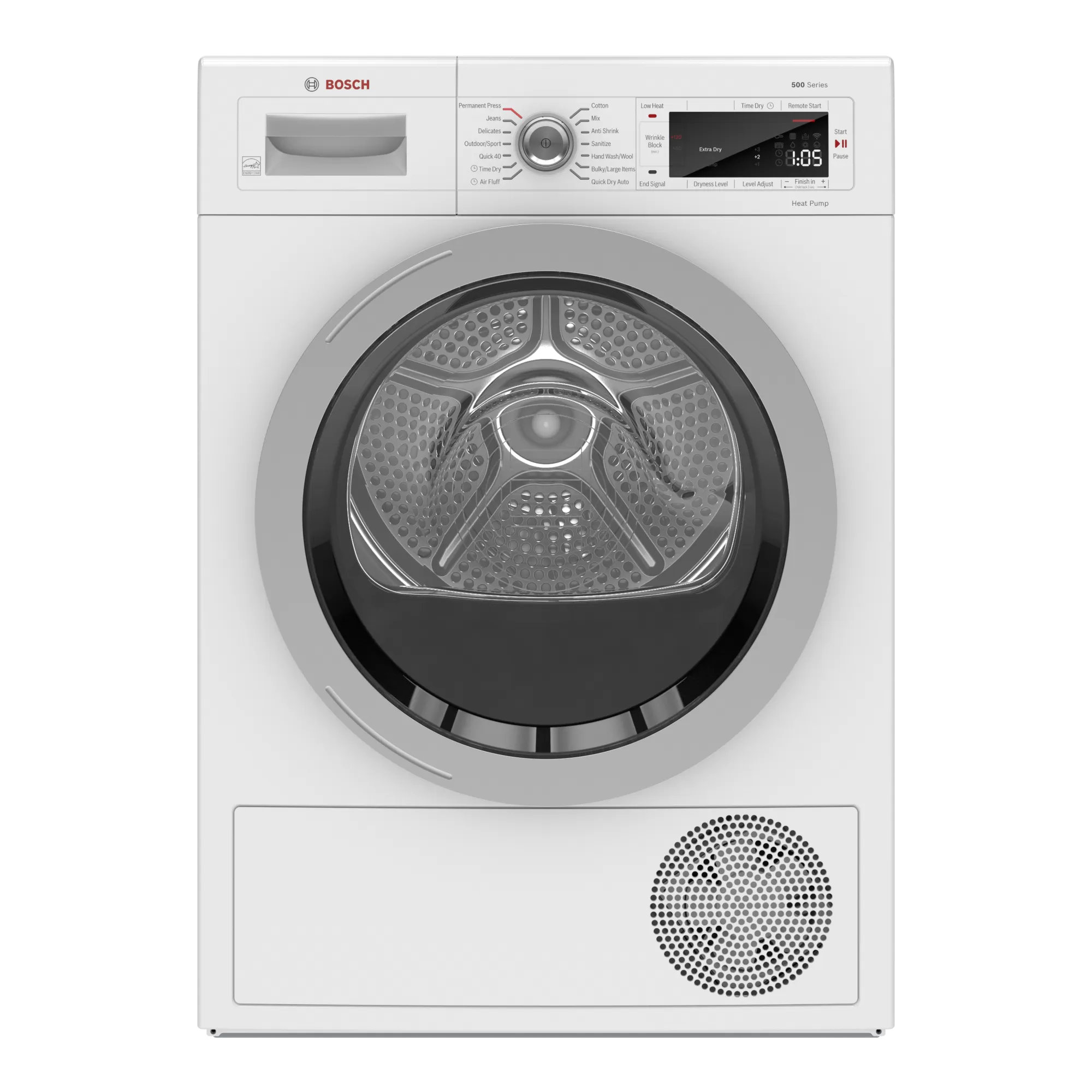 Bosch 500 Series Bosch 4 Cubic Feet Cu. Ft. Smart Electric Stackable Dryer with Reversible Door