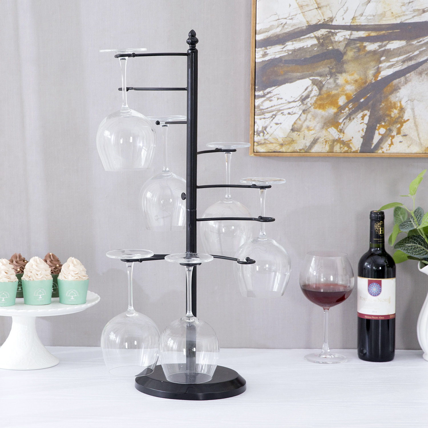Red Barrel Studio® Tabletop Wine Glass Rack in Black Wayfair