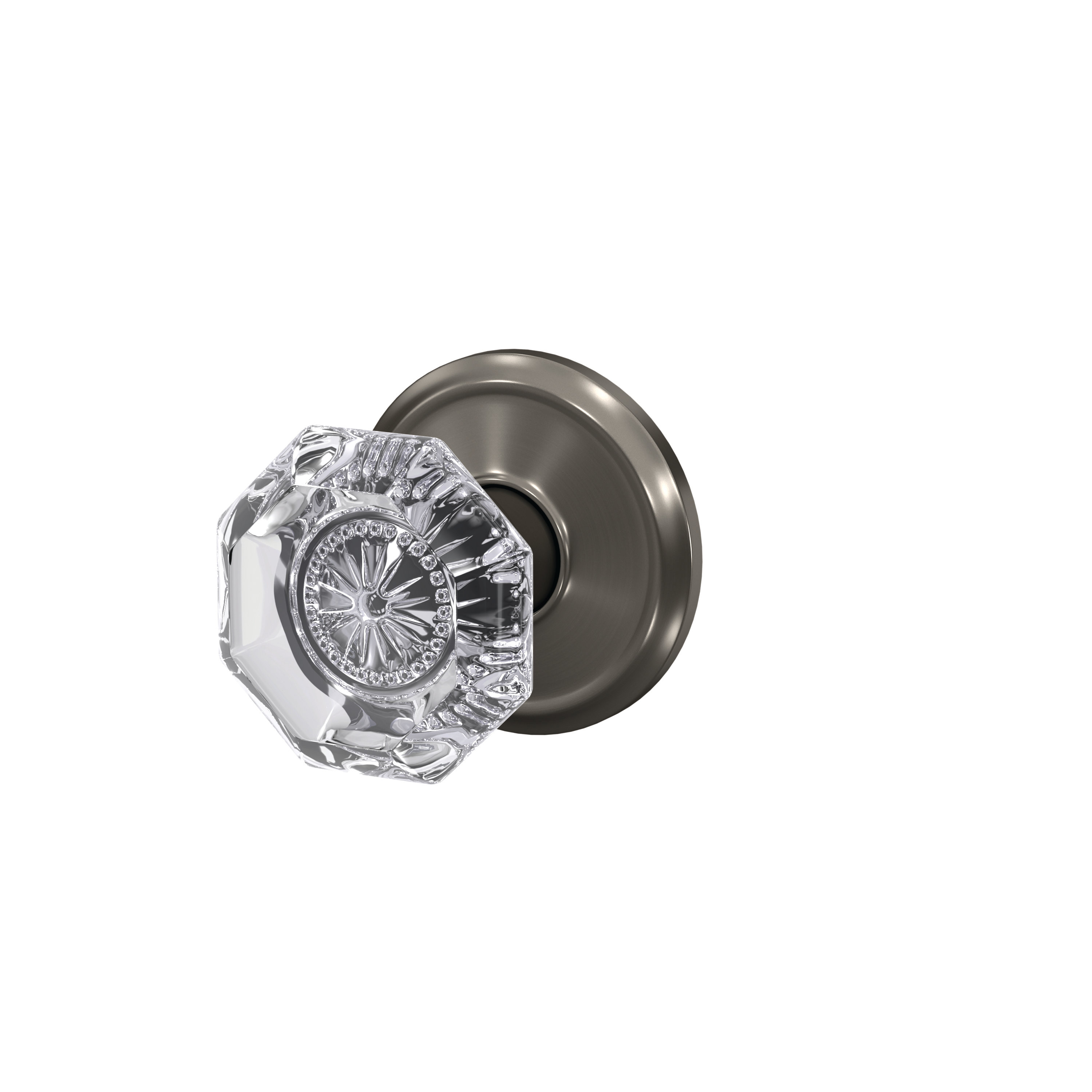 Schlage Custom Alexandria Glass Knob with Alden Rose Passage And
