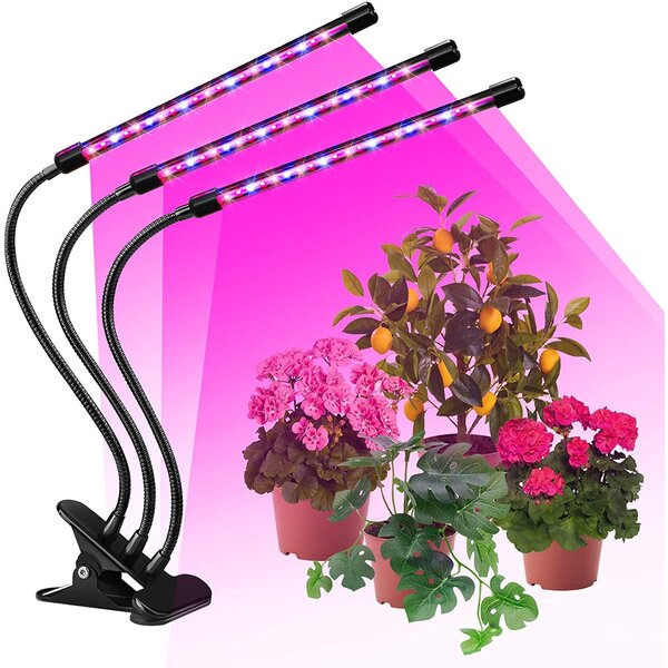 27W LED Grow Light Three Head Timing Plants Lamp Table Spectrum Indoor Blub 
