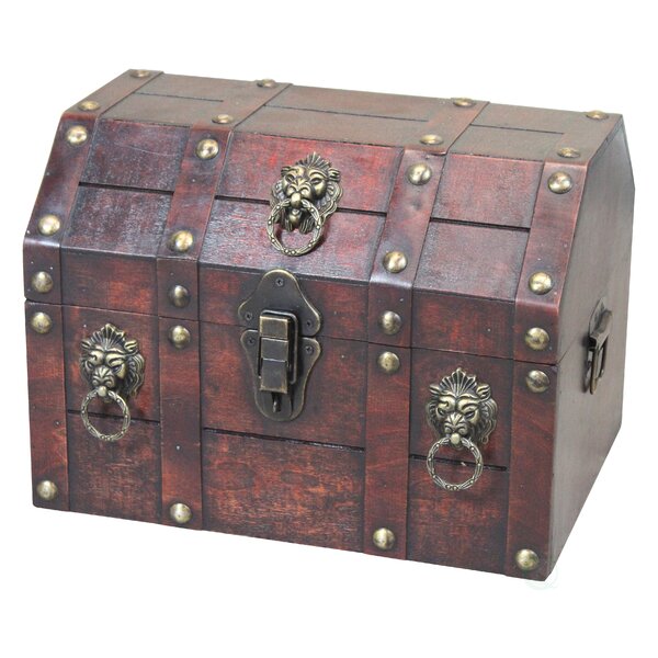 Antique Wooden Box Treasure Pirate Chest Collectible Home Decorative 