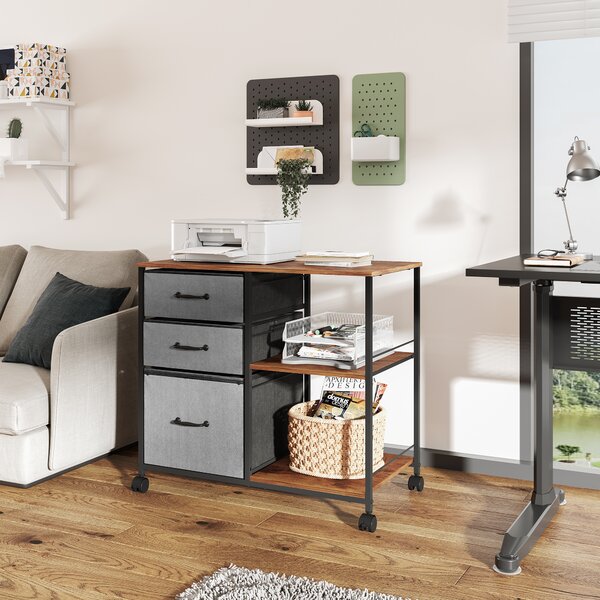 Home Office 3-Drawer Wood File Cabinet Filing Storage Organizer W/ Open Shelf US 