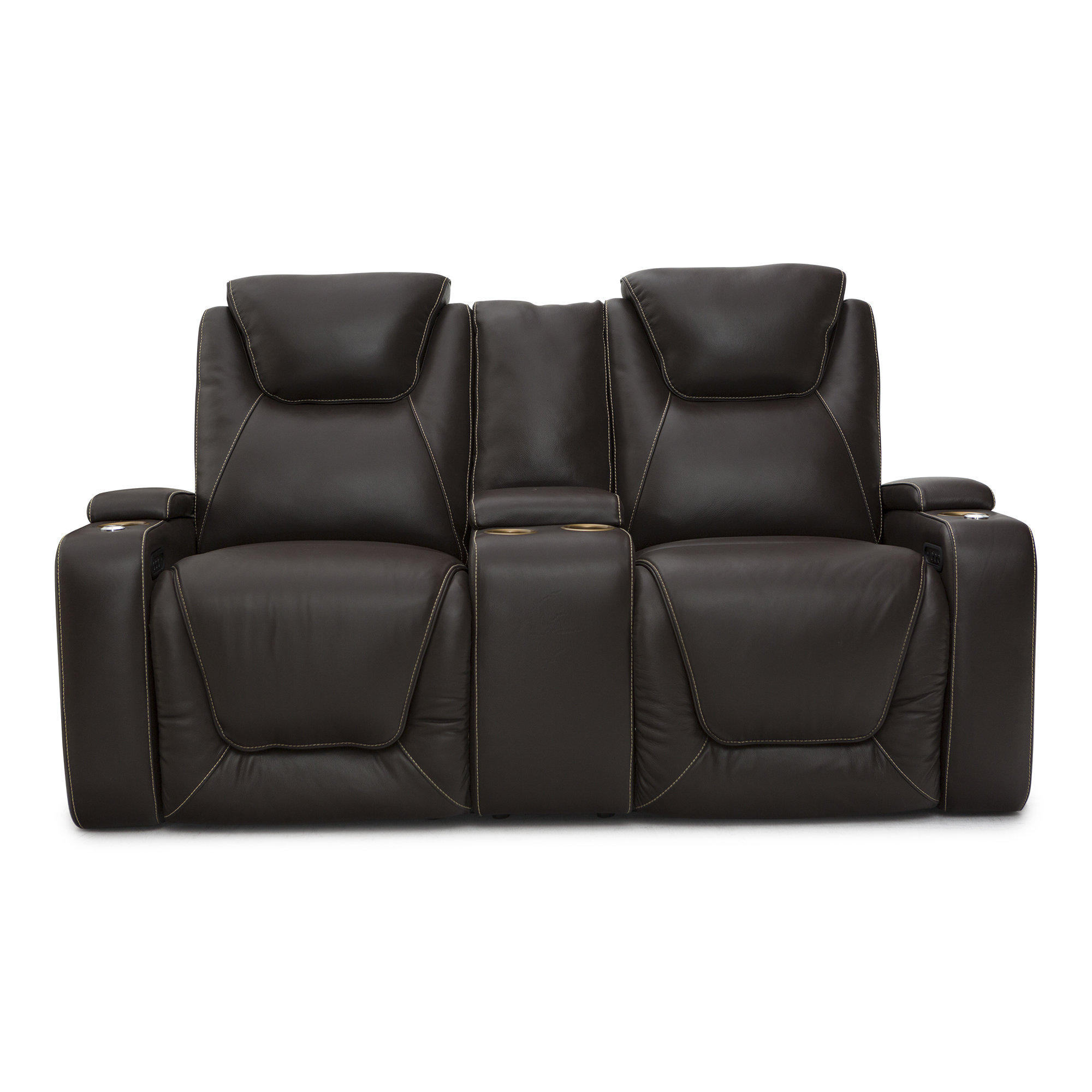 Latitude Run® 75'' Wide Genuine Leather Home Theater Loveseat with Cup Holder Wayfair