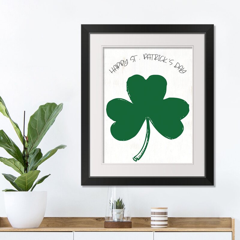 Happy Patricks Day Clover - Picture Frame Graphic Art