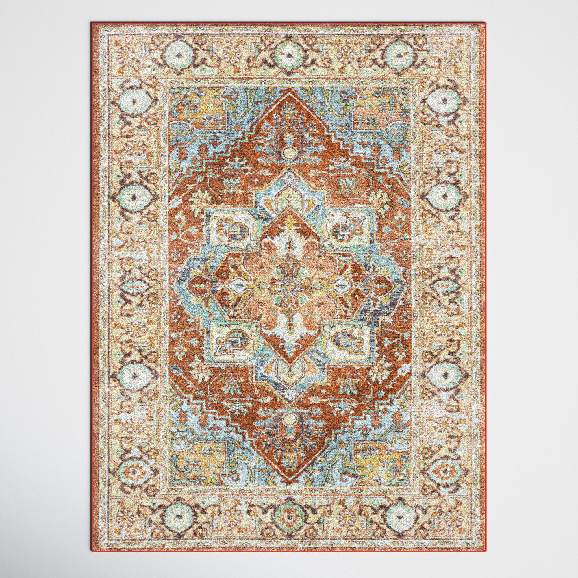 Joss & Main Emmie Oriental Orange/Blue Area Rug & Reviews Wayfair