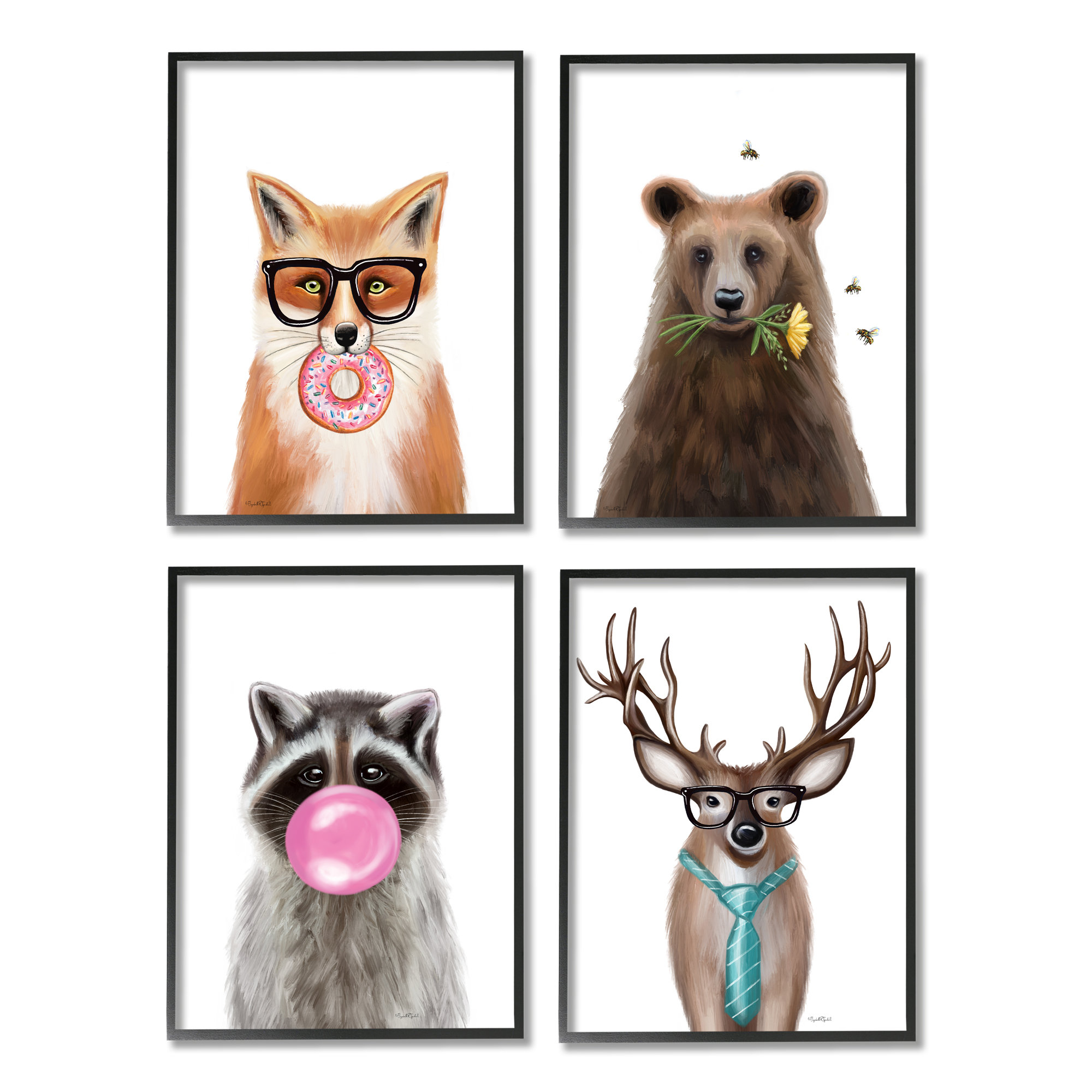 Trinx Quirky Woodland Animal Portraits by Elizabeth Tyndall - 4 Piece ...