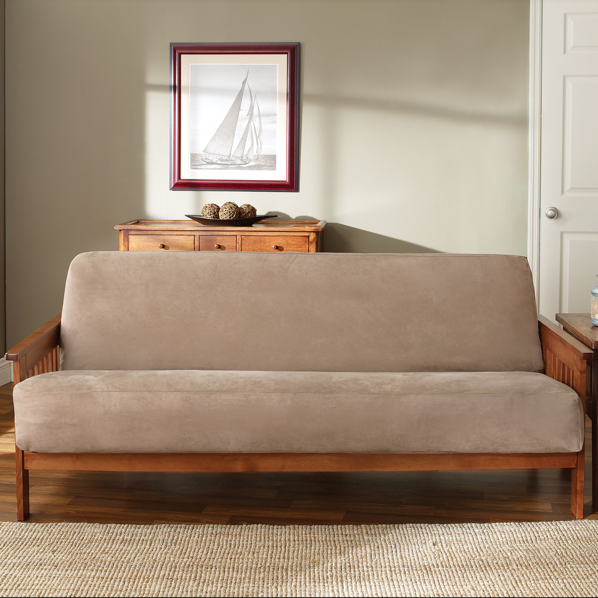 Soft Suede Loveseat Slipcover Taupe Sure Fit for sale online 