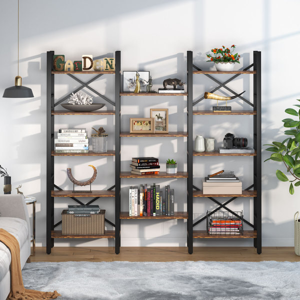 Details about   ADJUSTABLE 5-SHELF Wood Bookcase Storage Shelving Book Wide Bookshelf Furniture 