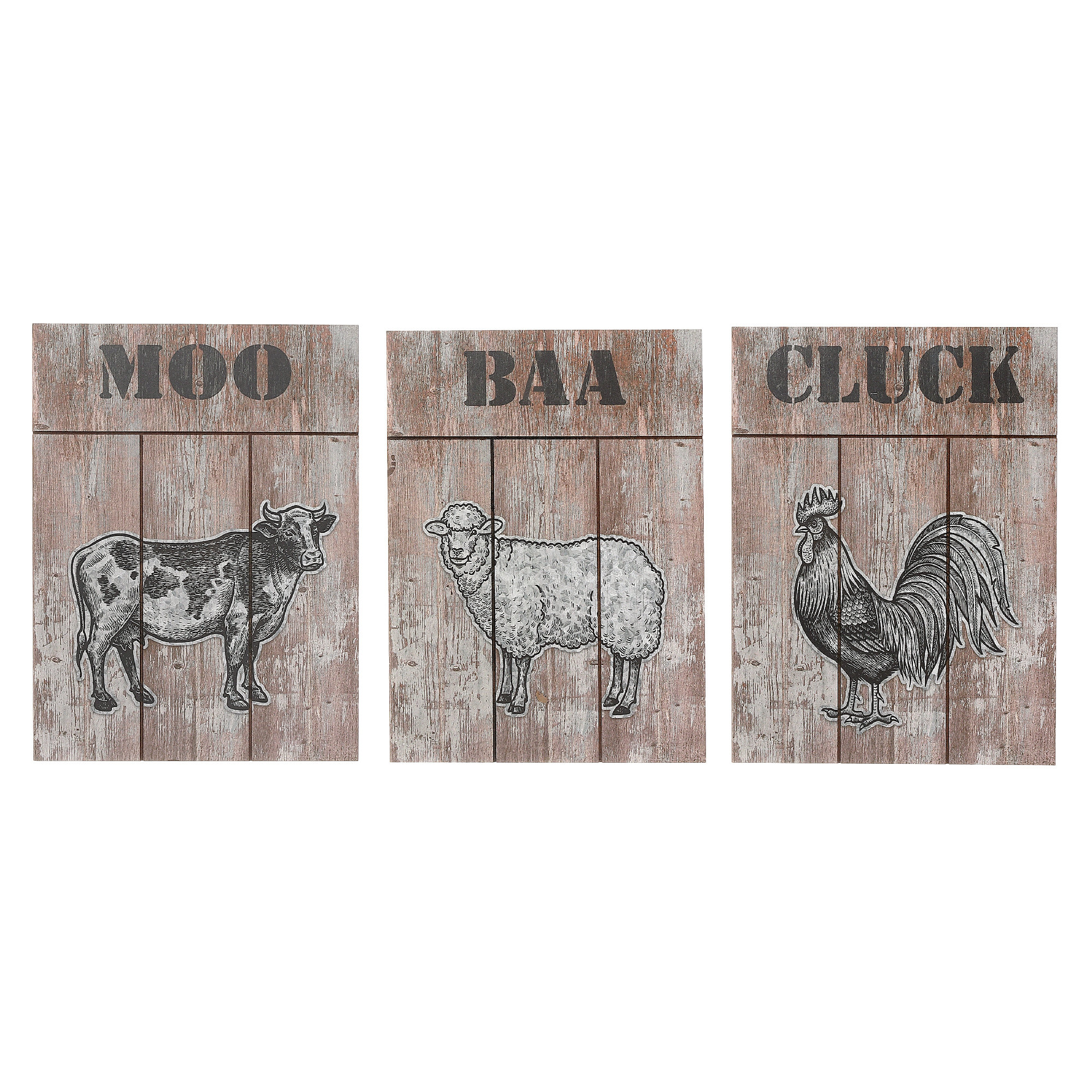 Gracie Oaks 3 Piece Wood Farm Animals Wall Décor Set Wayfair