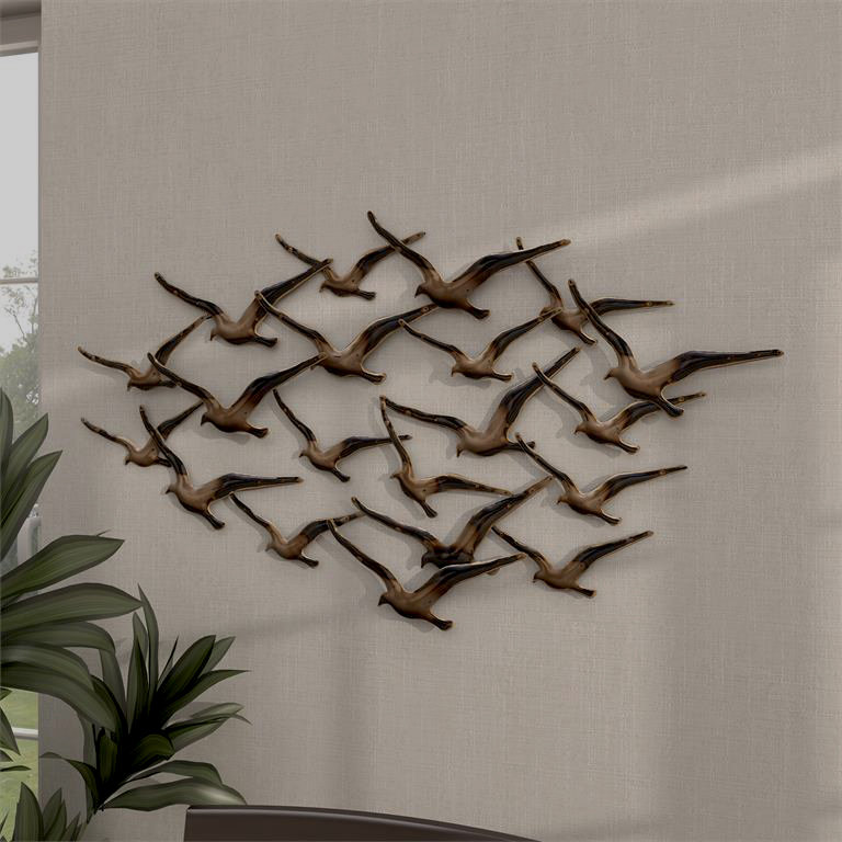 Urban Designs Flying Flocking Birds Wide Metal Wall Décor & Reviews