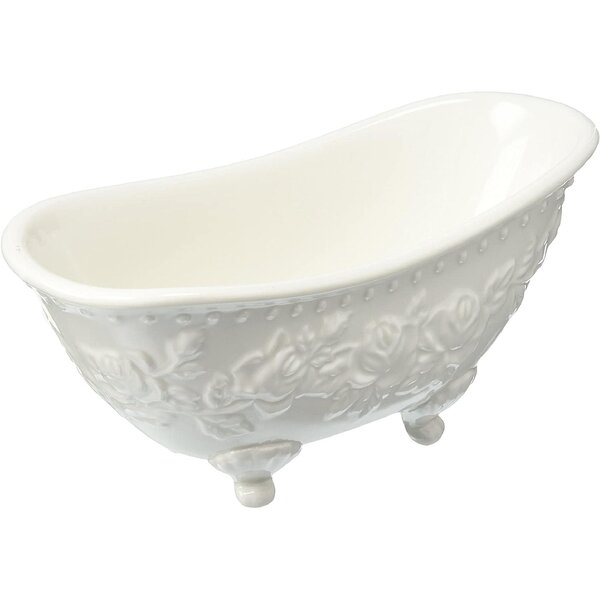 ONE Vintage Ceramic Bathroom Bathtub Soap Dish White Speckle 