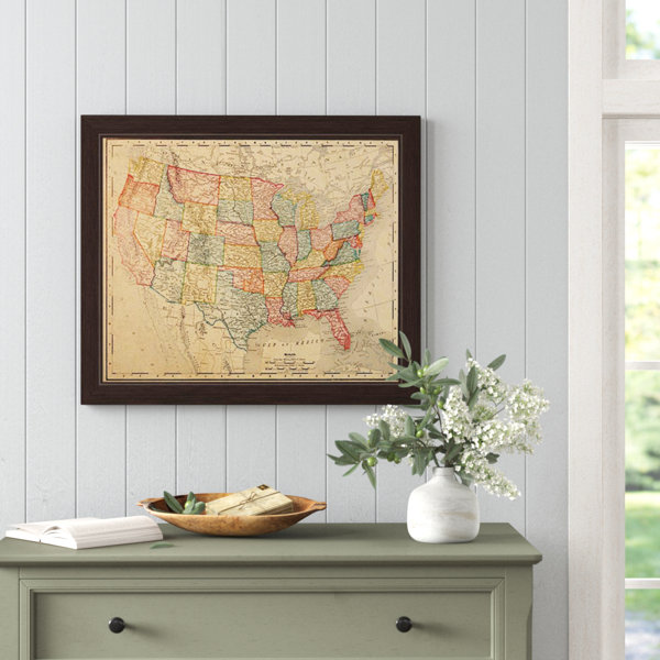 Framed united states map Wayfair - Colored Map Of The United States Picture Frame Graphic Art On Canvas 