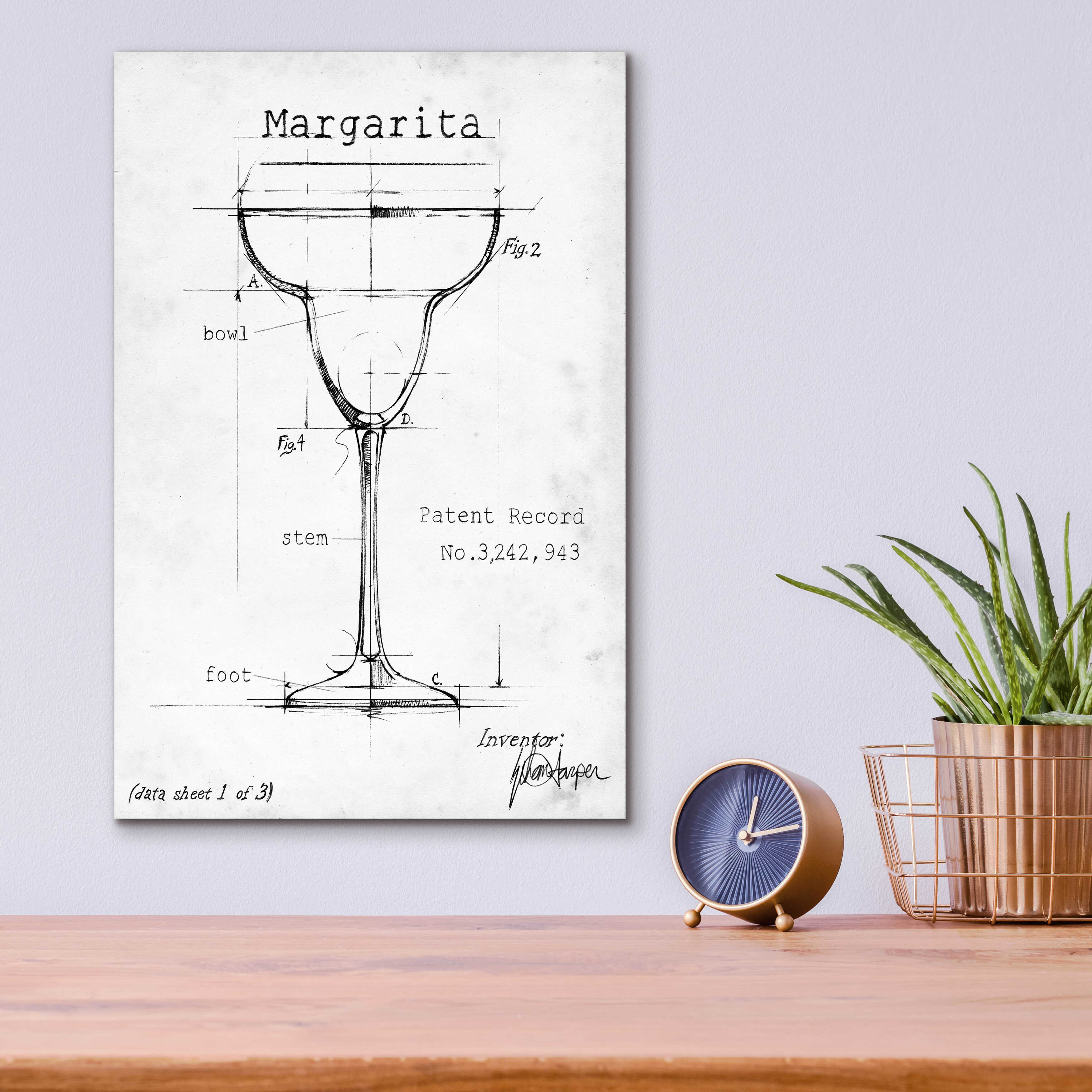 Trinx Barware Blueprint VI On Plastic/Acrylic by Ethan Harper Drawing