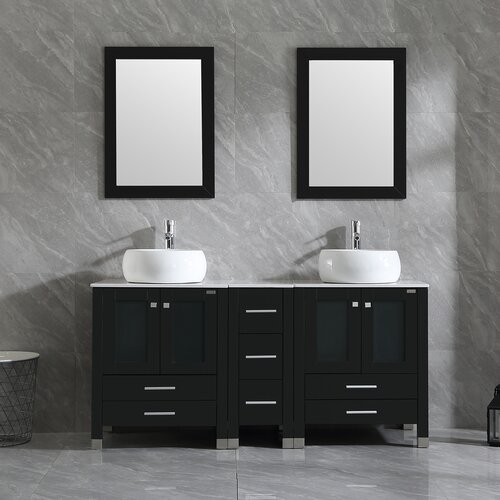 Ebern Designs Manni 60'' Free-standing Double Bathroom Vanity with ...