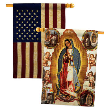 Our Lady of Guadalupe Burlap Impressions Decorative Metal Garden Pole Flag Set 