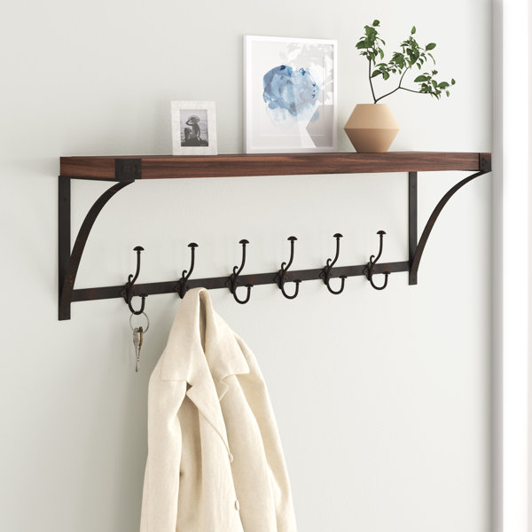 Single Rustic Vintage-Style Brown Feather School Coat Hook Cast Iron Wall Mount 