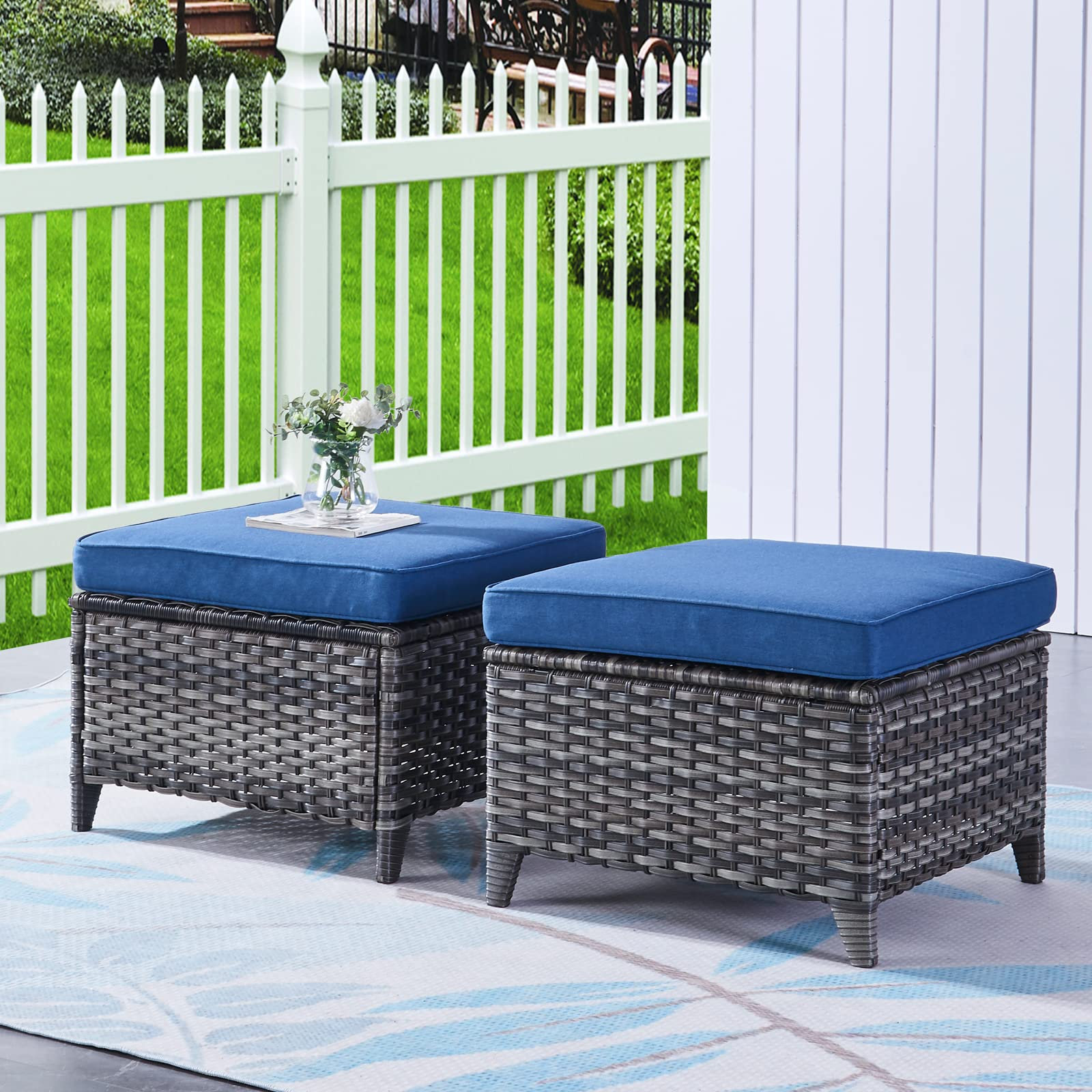 Ebern Designs Outdoor Ottoman with Cushion | Wayfair