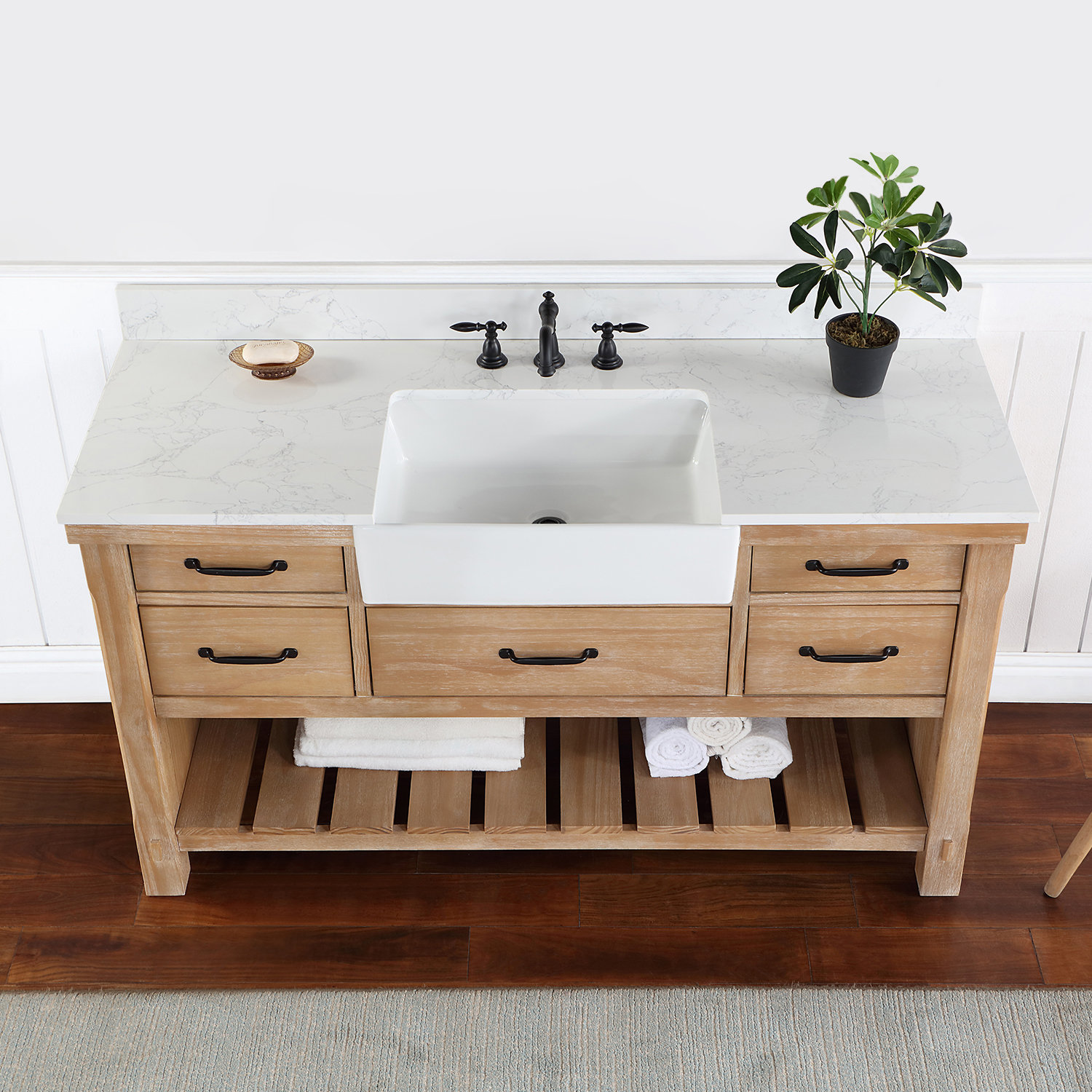 Lark Manor Aiert 60'' Freestanding Single Bathroom Vanity with Ceramic
