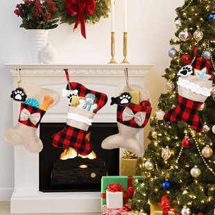 SET OF 2 Adorable Christmas Holiday Stocking Holder Figurines Dogs Lab Poodle 