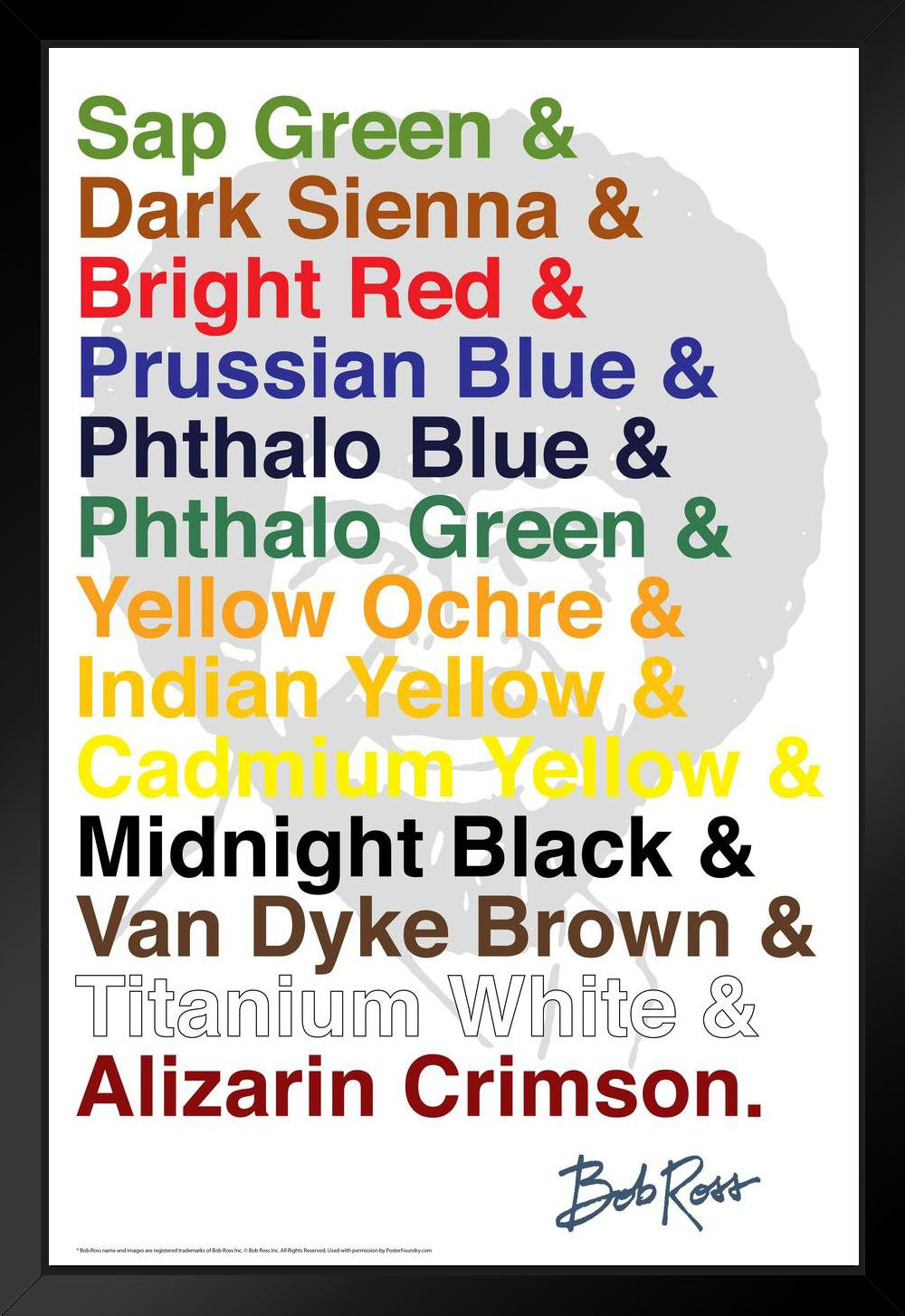 Trinx Bob Ross Color List Chart Meme Bob Ross Poster Bob Ross Collection  Bob Art Painting Happy Accidents Motivational Poster Funny Bob Ross Afro And  Beard White Wood Framed Art Poster 14X20 -