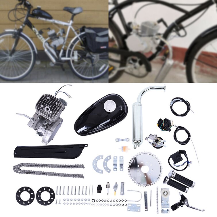 Full Set 80cc-2 Stroke Bicycle Motor Kit Bike Motorized Petrol Gas Engine Silver