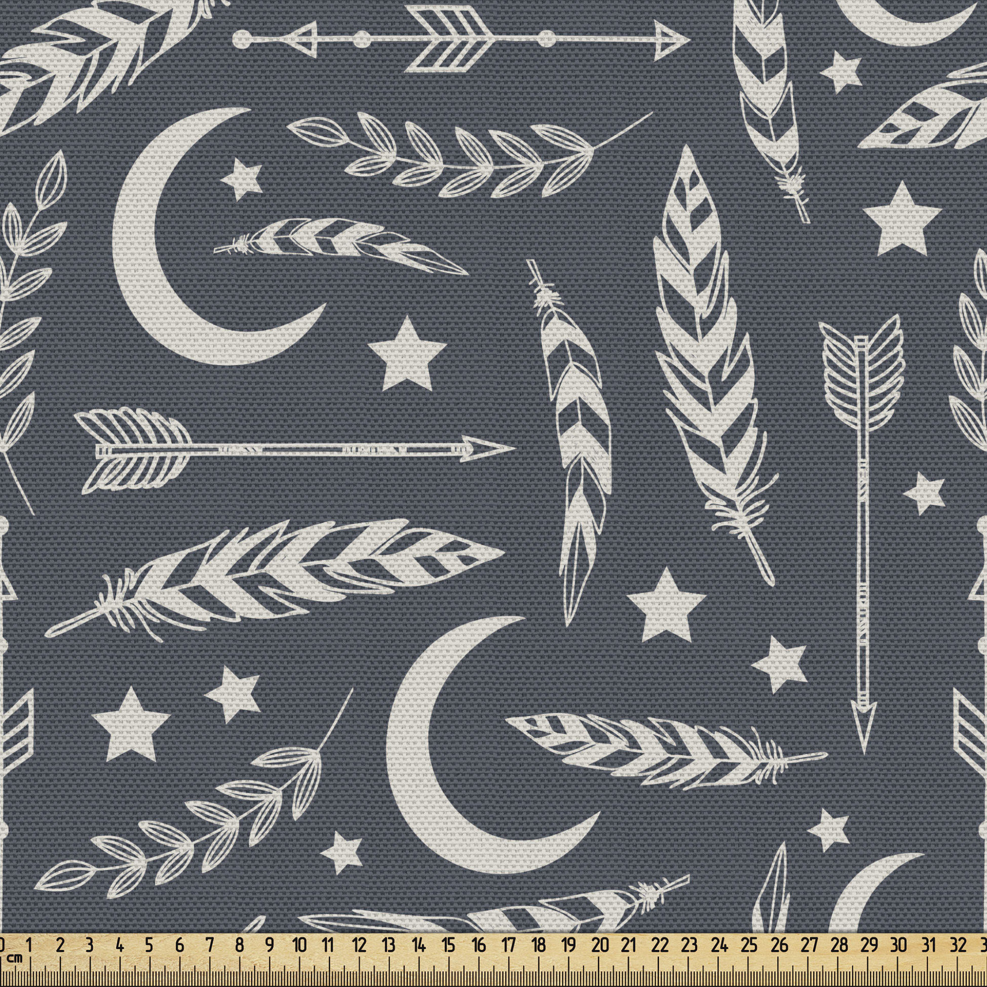Bless international fab_66385_Ambesonne Modern Fabric By The Yard, Concept  Of Arrows Stars Crescent Moon Leaves Silhouettes Pattern Design, Decorative  Fabric For Upholstery And Home Accents, Blue Grey And Pale Grey | Wayfair