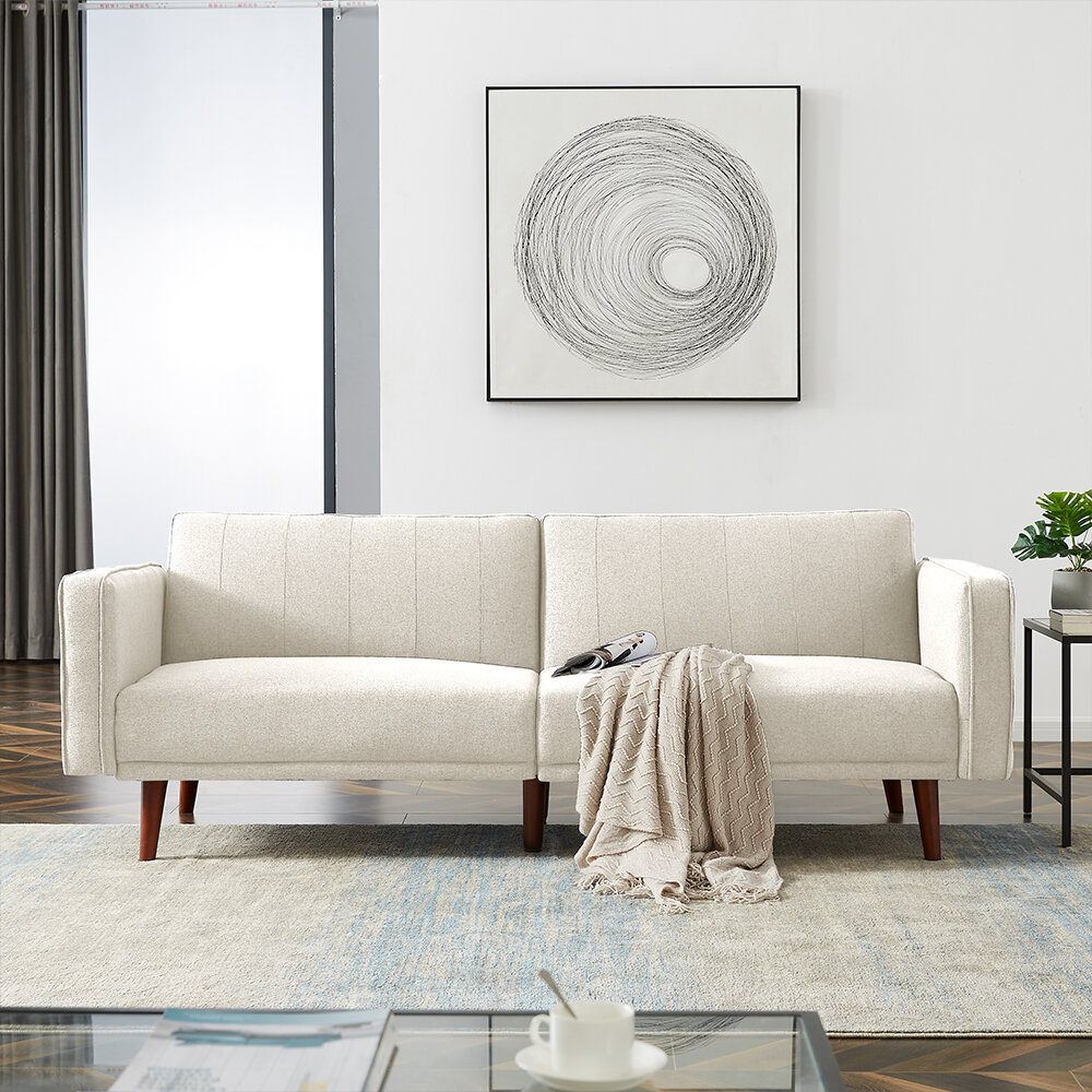 Corrigan Studio® 85.4" Wide Linen Tufted Back Convertible Sofa & Reviews | Wayfair