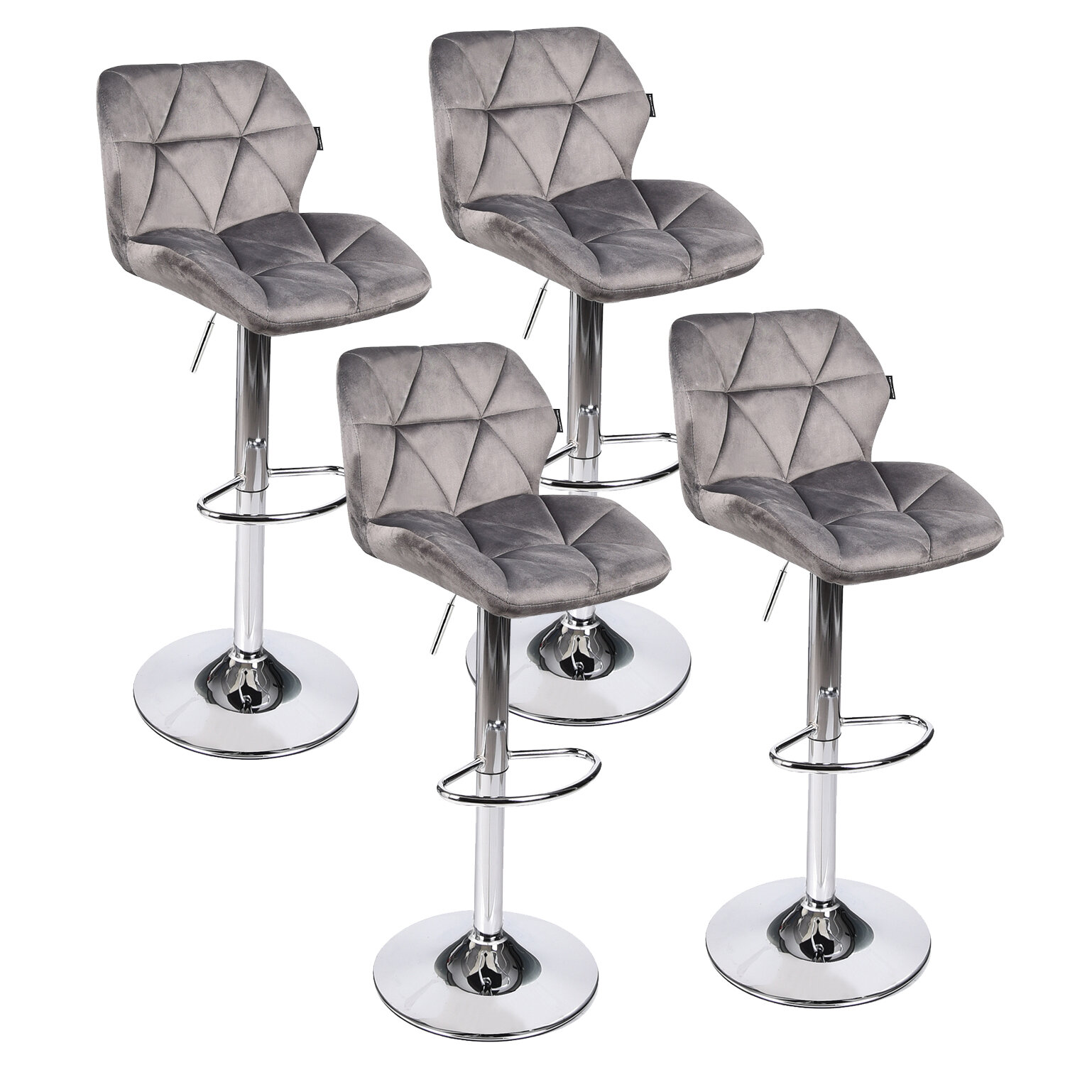 Set Of 4 Flannel Pub Bar Stools Adjustable Swivel Seat Counter Chair Dining USA 