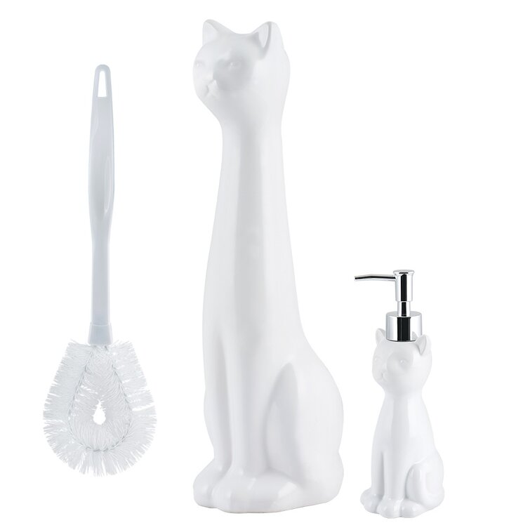 Modern Toilet Brush Set ceramic base plastic handle Vase Shape Holder H042 