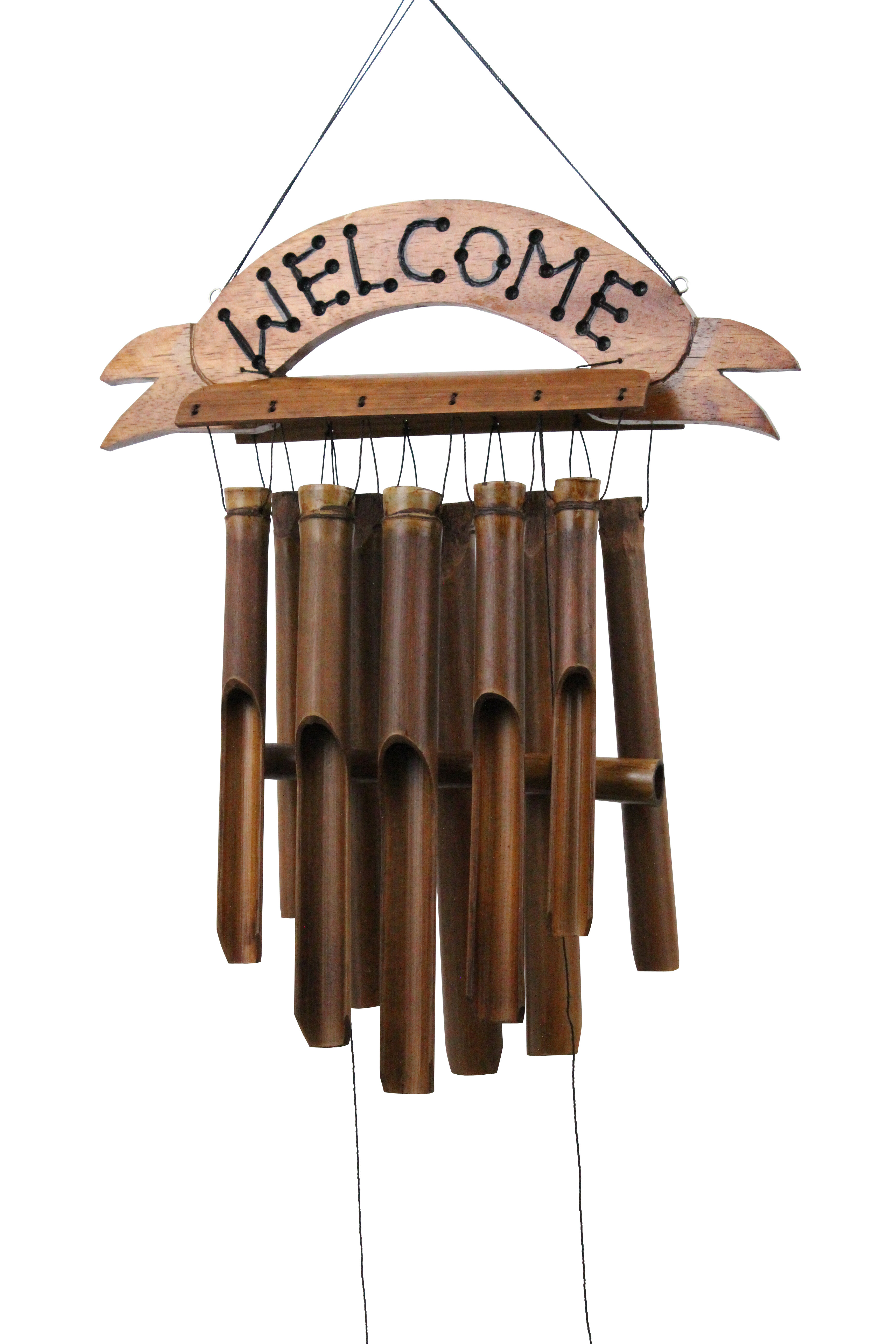 Indonesian Handcrafted Bamboo Wind Chimes Indoor Outdoor Natural Tones 