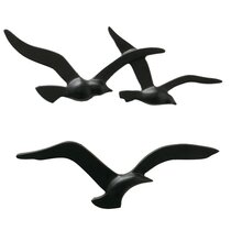silver Two Birds Flying Smaller  Metal Wall Art Accents Polished Steel 