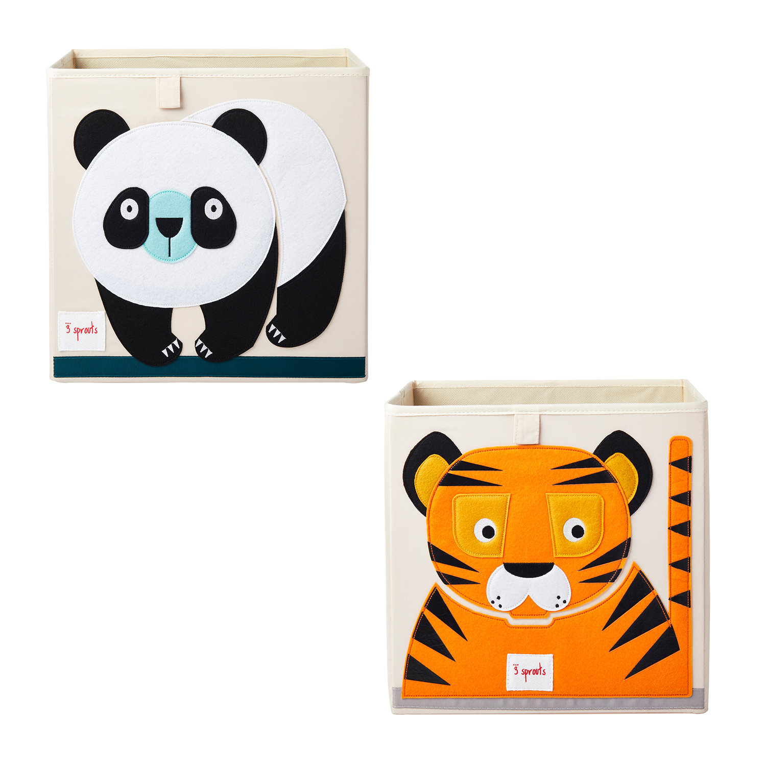 3 Sprouts Fabric Storage Cube Box Toy Bin, Panda Bear & Friendly Tiger (2 Pack) Wayfair
