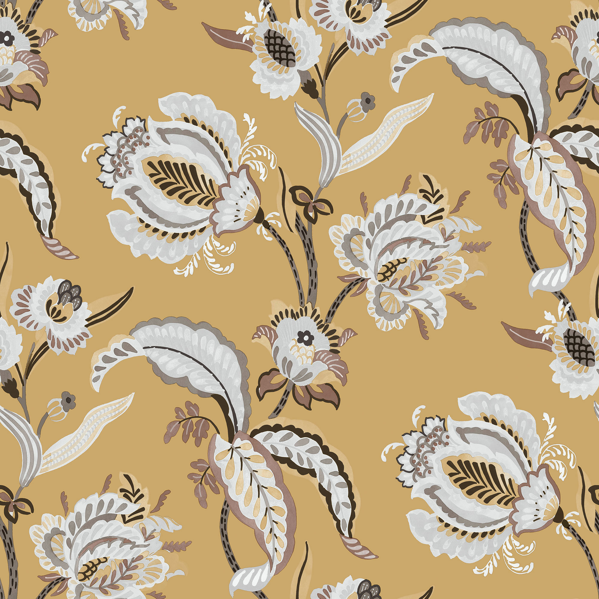 Galerie Wallcoverings Into The Wild Collection Metallic Abstract Floral