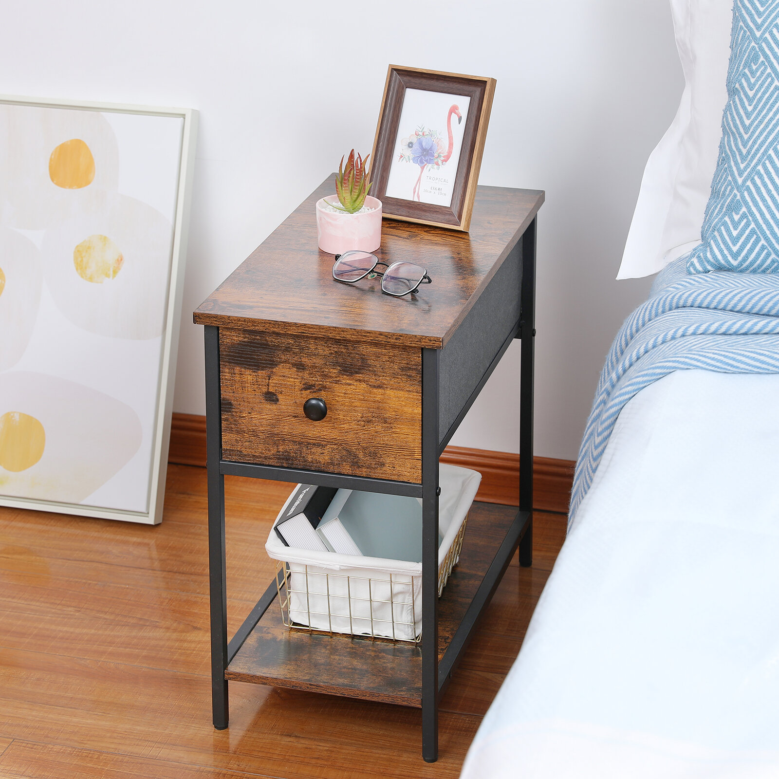 Details about   2 Tier Bedside Tables Storage Side Table Chest of Drawer Nightstand Storage Unit 