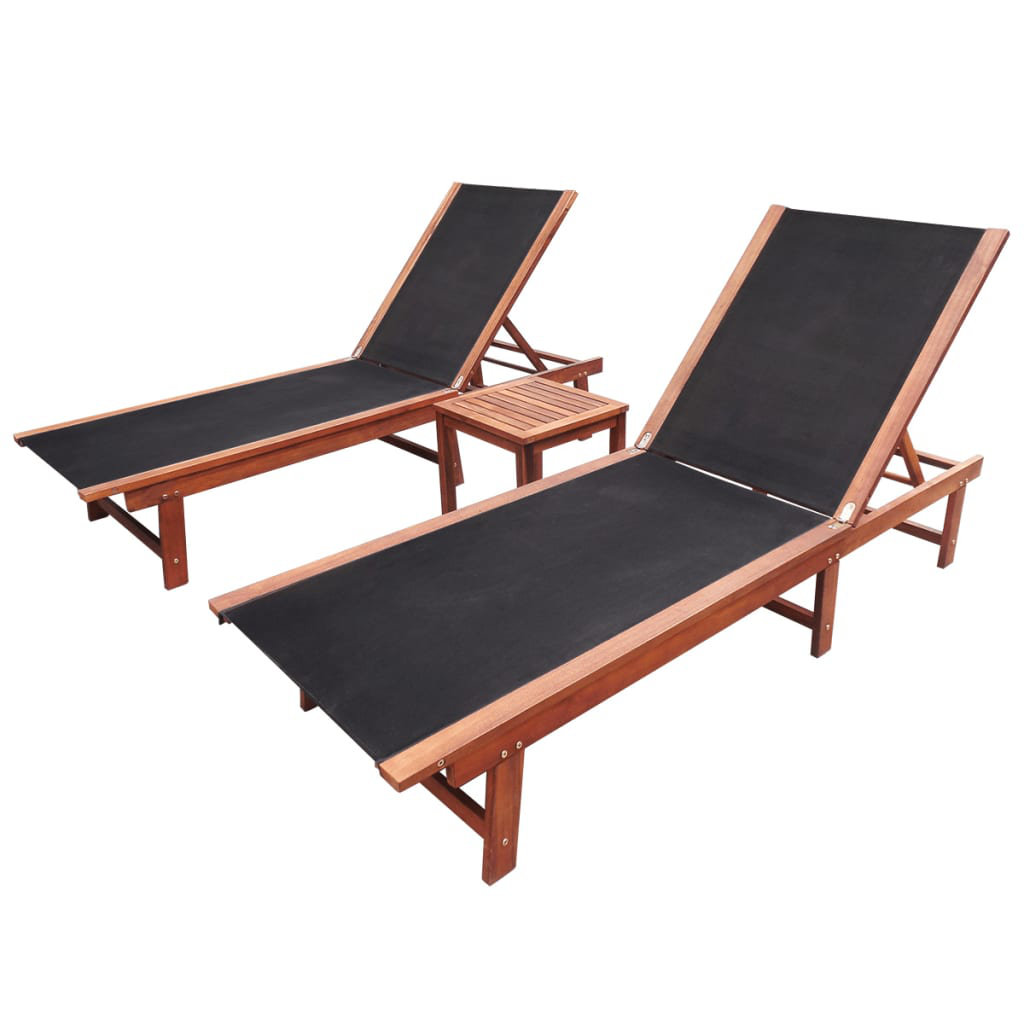 Highland Dunes Jenkintown Outdoor Acacia Chaise Lounge Set with Table